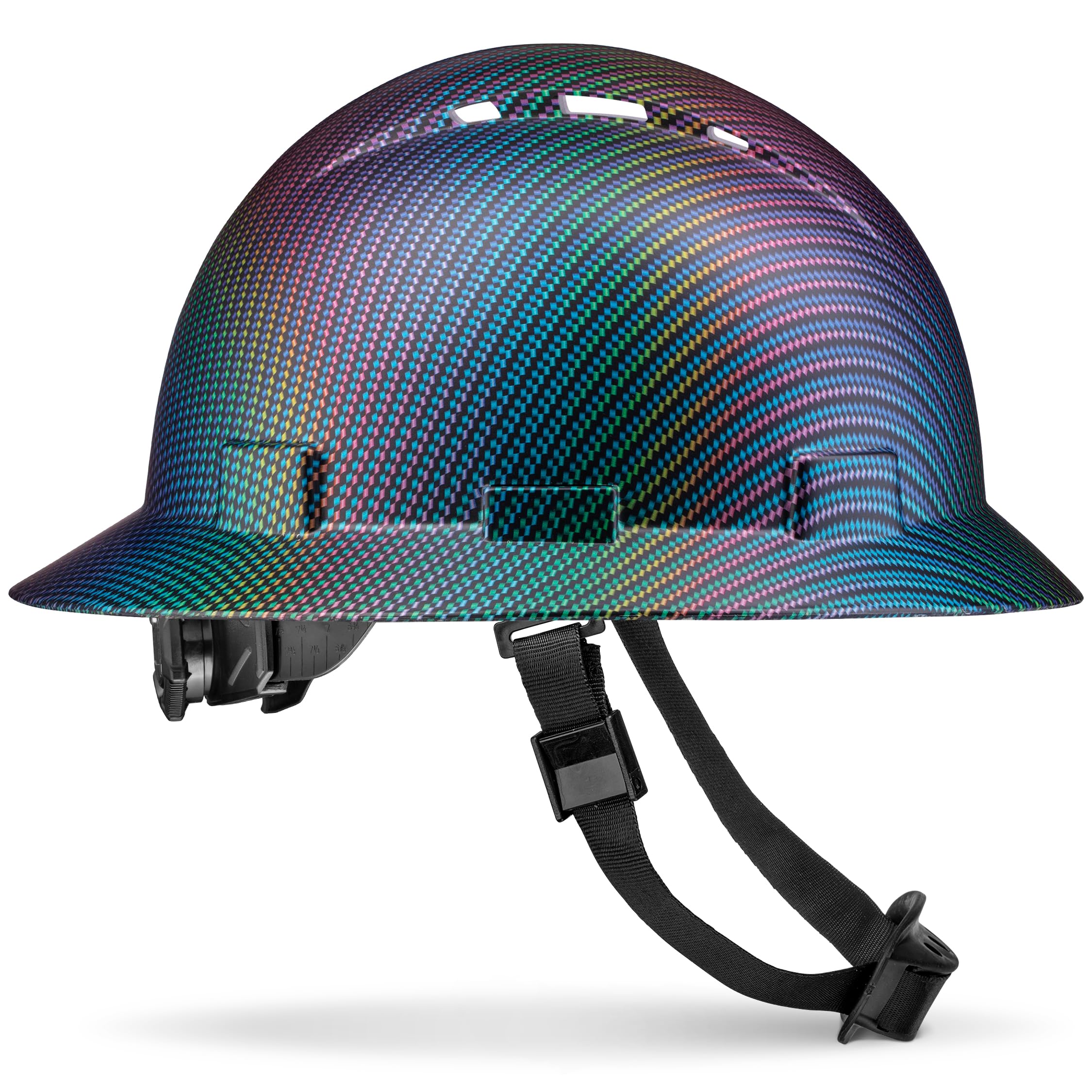 Acerpal Full Brim Vented Carbon Fiber Design Matte Finish Construction OSHA Hard Hat with 6-Point Suspension