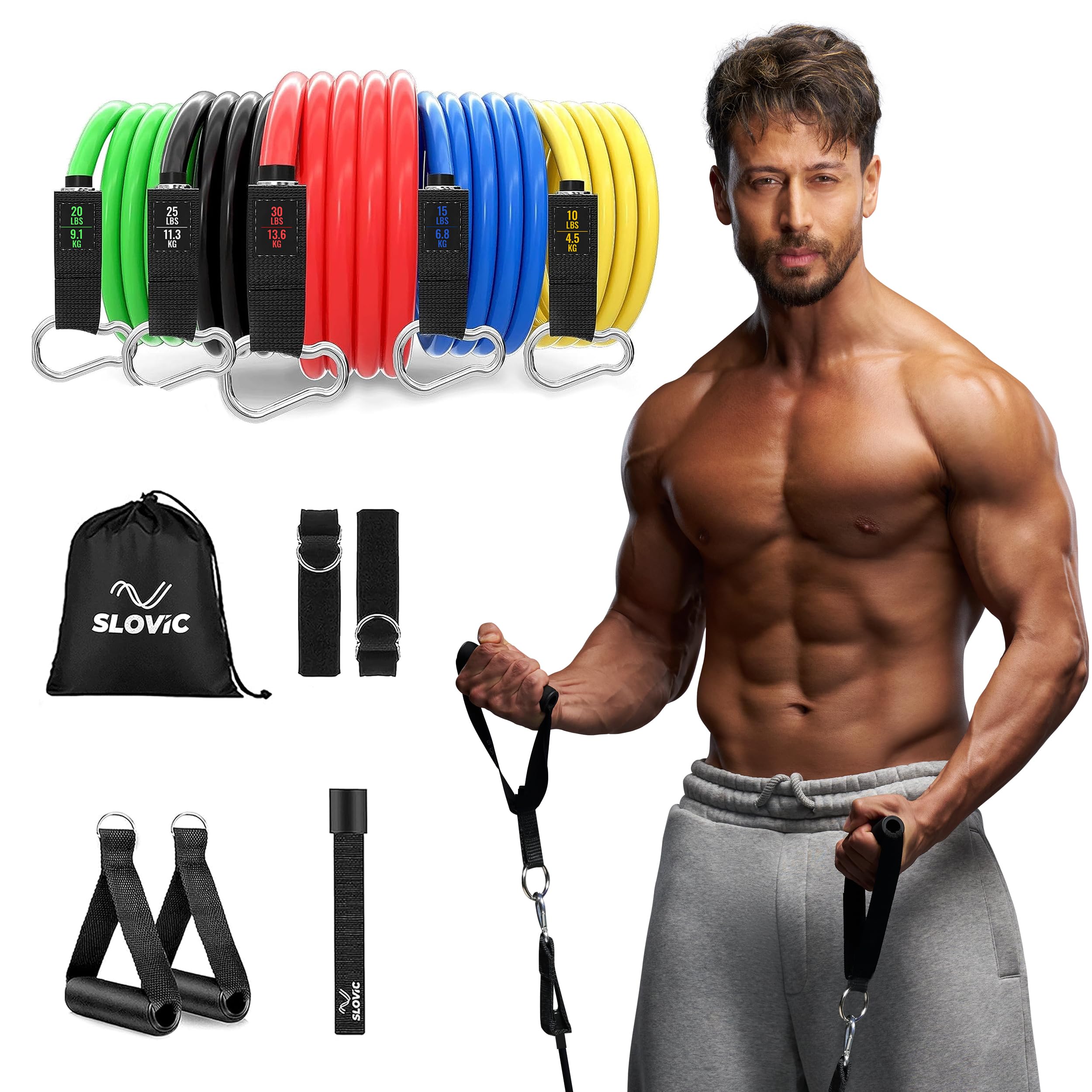 SLOVIC Resistance Tube Band with Sturdy Handles, Door Anchor for Men a