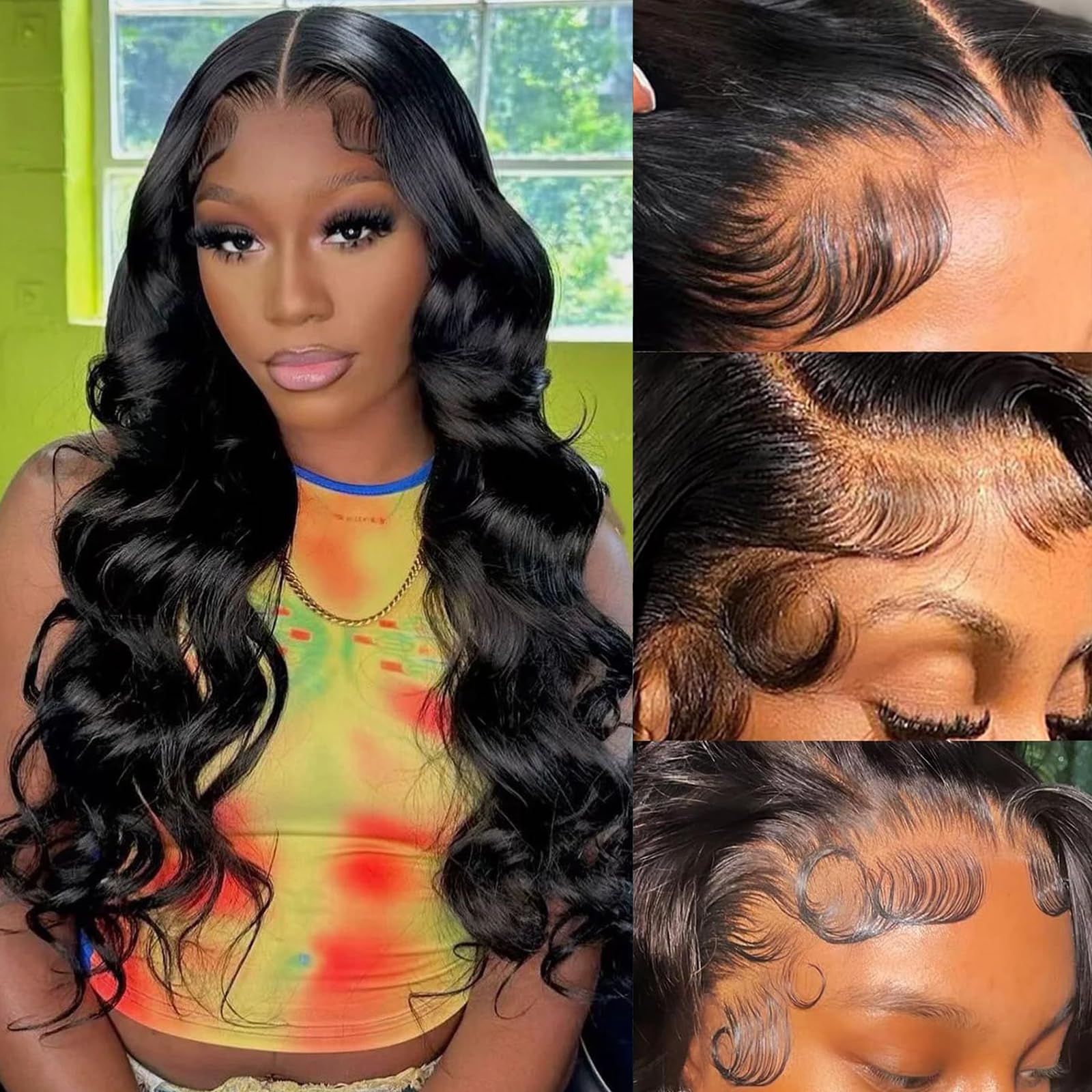 KINNIS 22 Inch13x6 Body Wave Lace Front Pre Plucked 200% Density HD Transparent Frontal Wigs Human Hair Body Wave Glueless Wigs Human Hair Lace Front