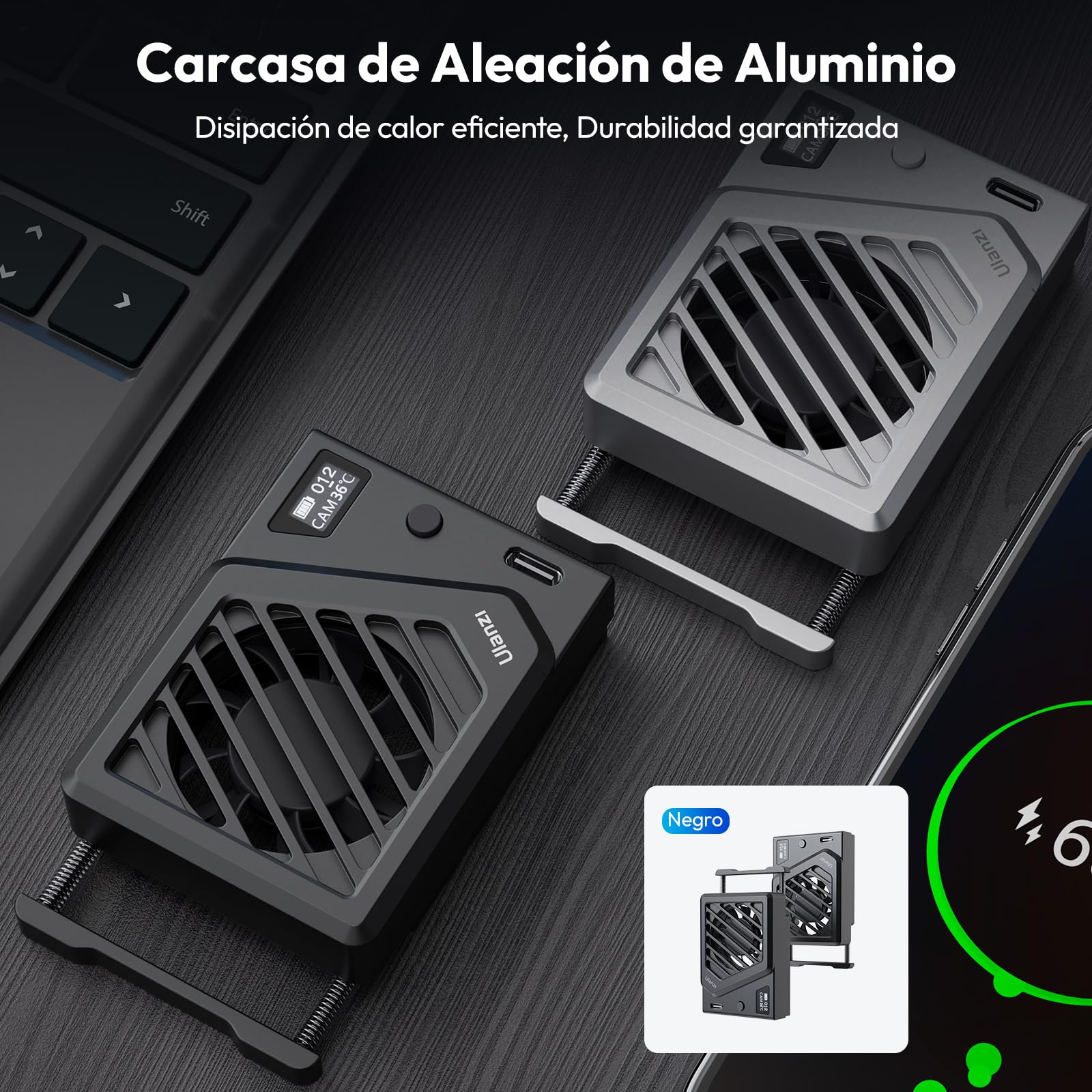 【Versión Actualizada】ULANZI Ventilador de Cámara con Montaje de Resorte, Sistema de Enfriamiento de Cámara Compatible con Sony/Canon/FUJIFILM/Nikon