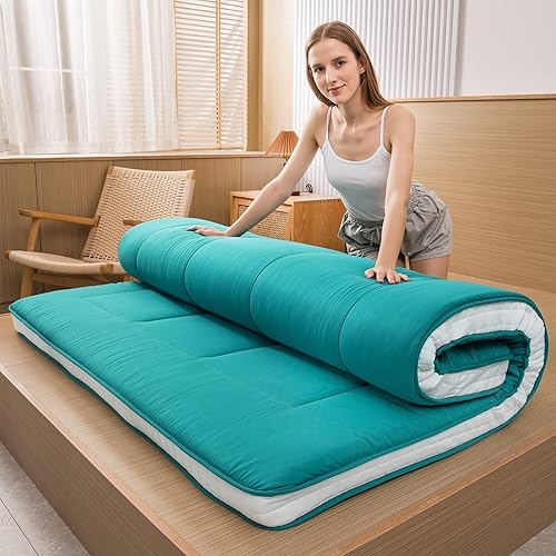 MAXYOYO - Colchón tipo futón japonés, acolchado, para cama, extra grueso, plegable, transpirable, tumbona para el suelo, cama de invitados para