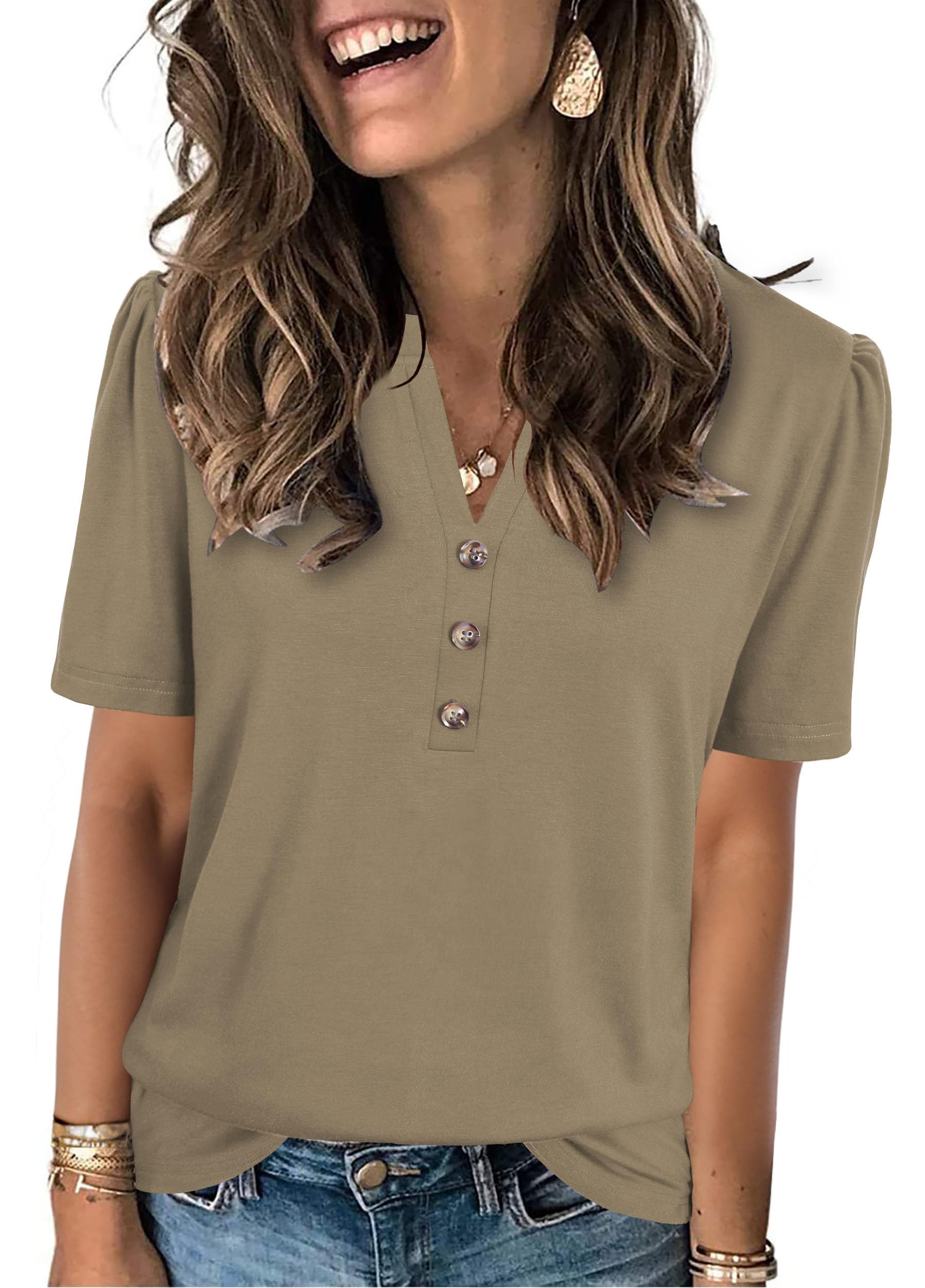 XMTOPYE Womens Summer Tops 2026 Short Sleeve Shirts Beach Vacation Outfits Dressy Casual Blouses