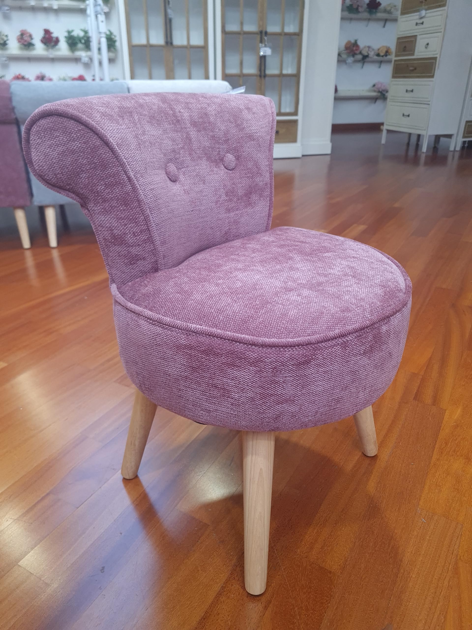 Poltroncina PARIGI VELVET Blu Schienale in Tessuto, Sedia Imbottita per Trucco 45x45x61 cm (TIA 61941)