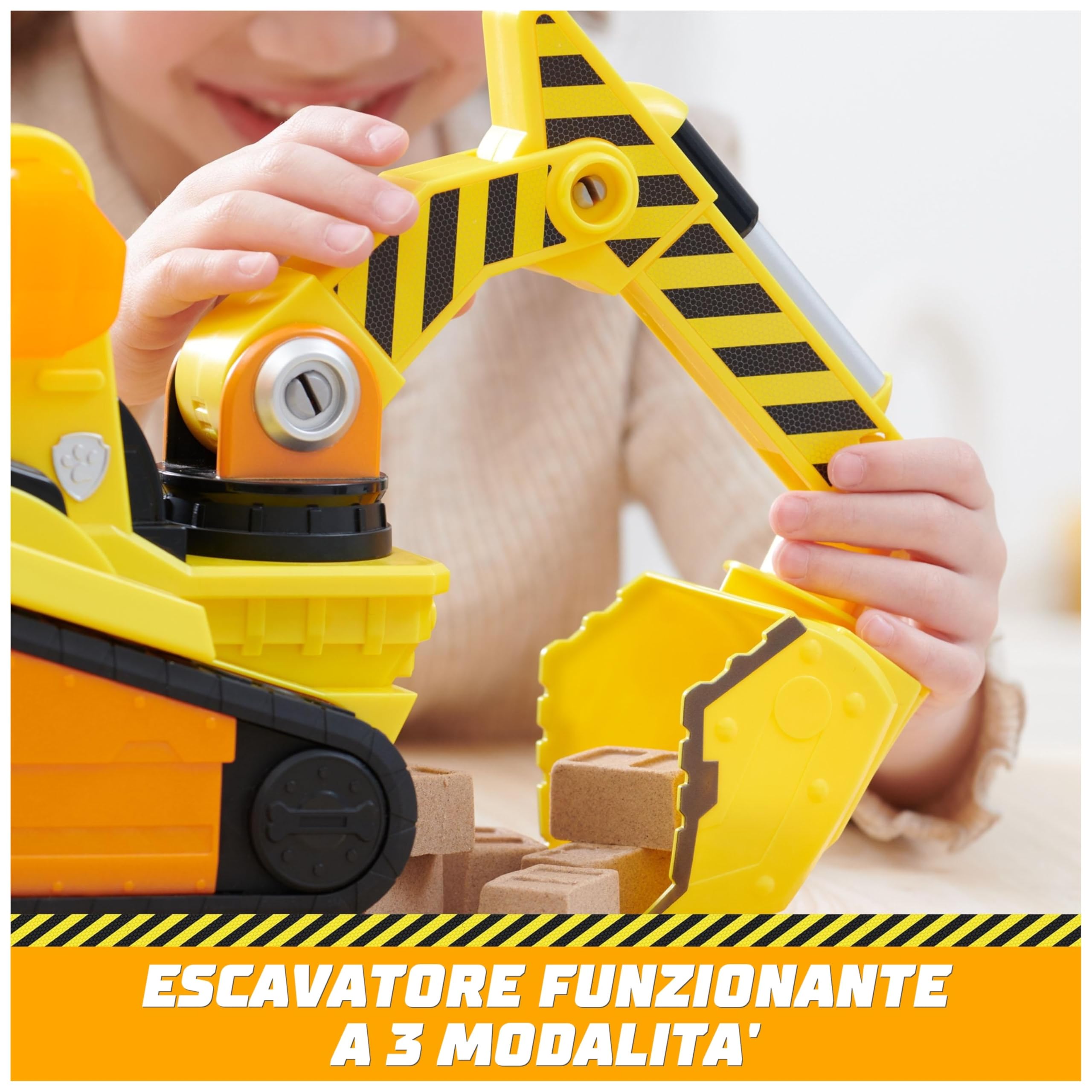 Rubble & Crew, Veicolo da lavoro Deluxe di Rubble, Bulldozer da cantiere con luci, suoni e personaggio, giocattoli per bambini e bambine dai 3 anni in su