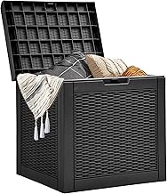 YITAHOME 32 Gallon Outdoor Storage Box, Water Resistant Resin Deck Box, Indoor Outdoor Lockable Storage Container for Patio, Garden, Cushions, Tools, Equipment (Black)
