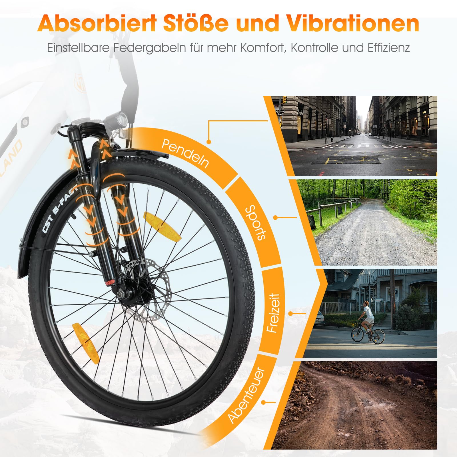 HILAND Vélo Électrique VTT 26 Pouces, Mountain Bike Électrique avec Moteur 250W, Batterie Amovible 36V 7,8Ah, Fourche Suspendue, VAE Homme Femme, Blanc/Gris