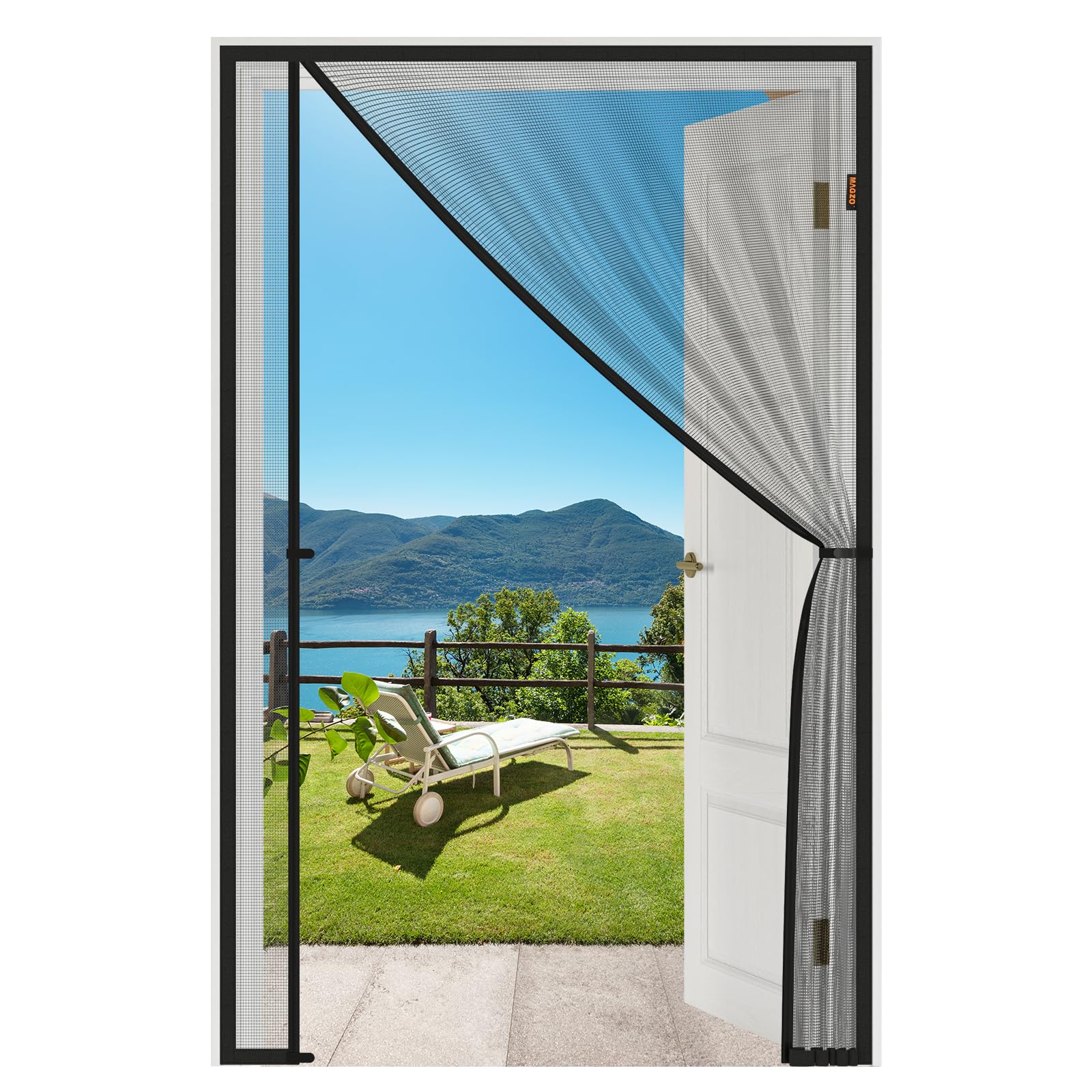 MAGZO Magnetic Screen Door, Fits 36'' x 80'' Door(Mesh Size 38'' x 81''), Left Right Side Opening, Scratch-Proof Polyester, Pet Friendly, Easy Install, Self Sealing, Keep Annoying Creatures Out, Grey