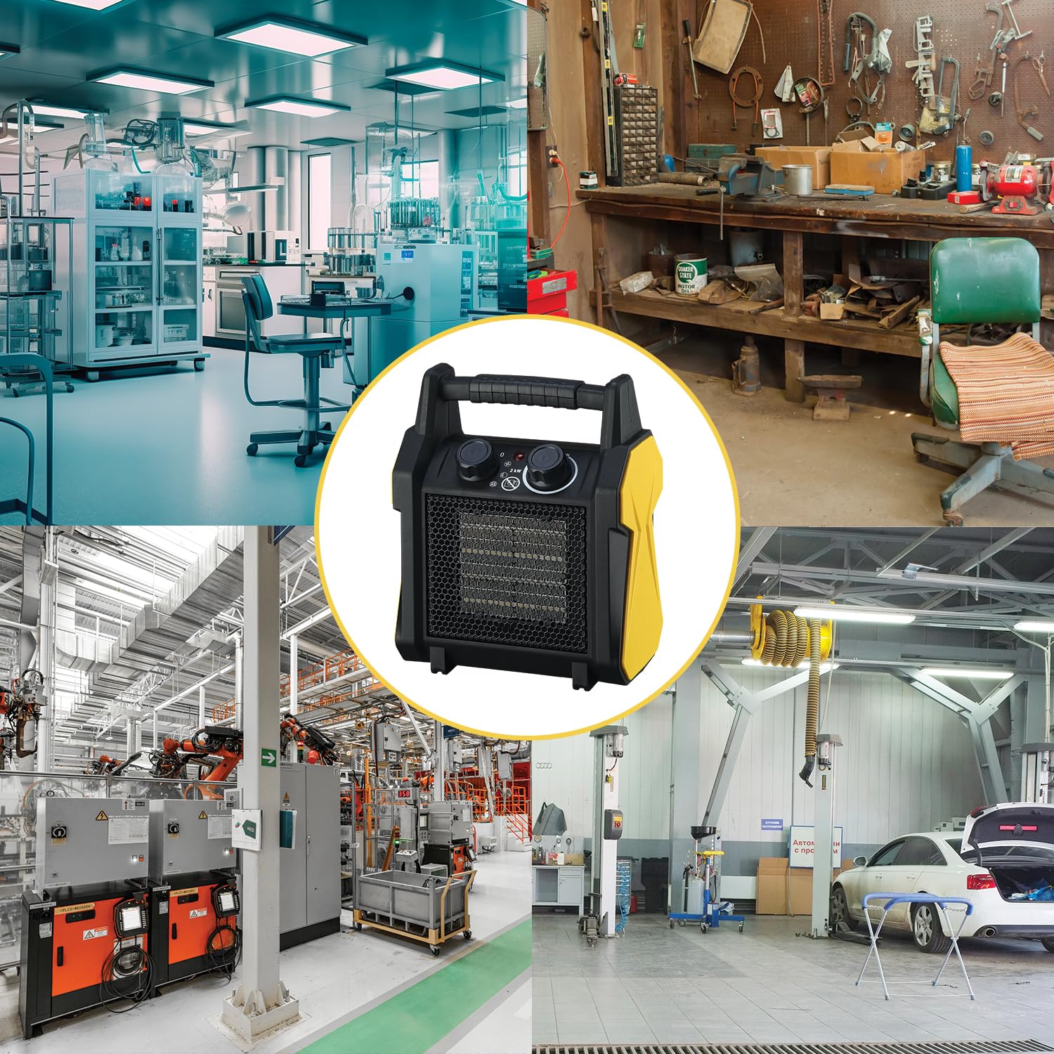 Stak Generatore d’Aria Calda 5kW – Riscaldatore Ceramico Portatile con Ventola, 2 Velocità, Termostato di Sicurezza – Asciuga Intonaci e riscalda