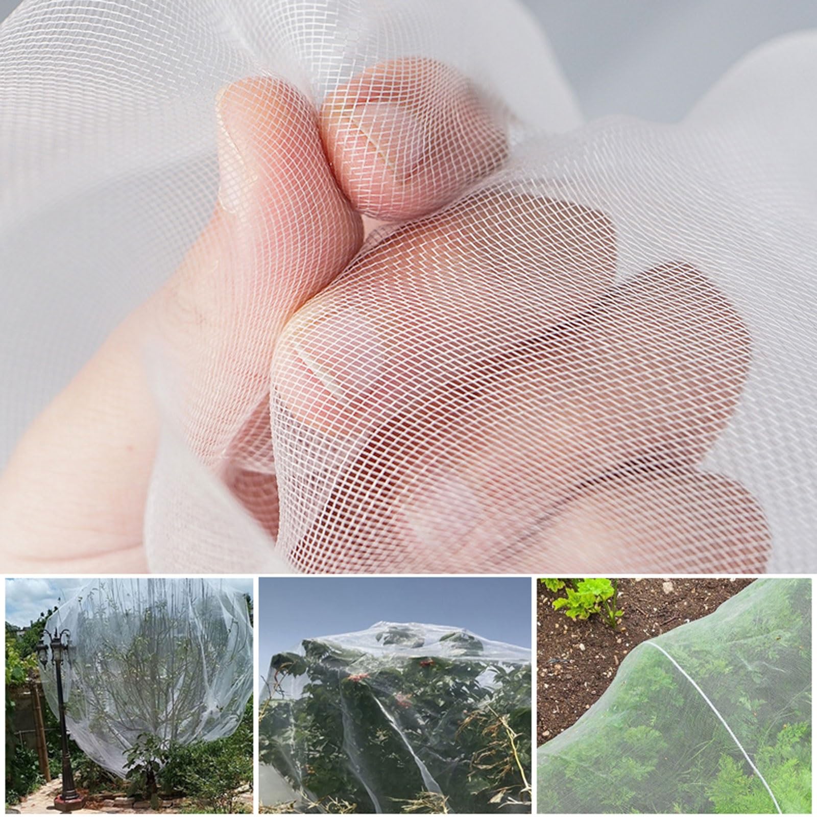 Feines Gartennetz für Hochbeete, 100 Maschen (0,5 mm), weiß, Pflanzenschutz, schützt Obst, Blumen und Gemüse vor Vögeln und Eichhörnchen, langlebig und leicht