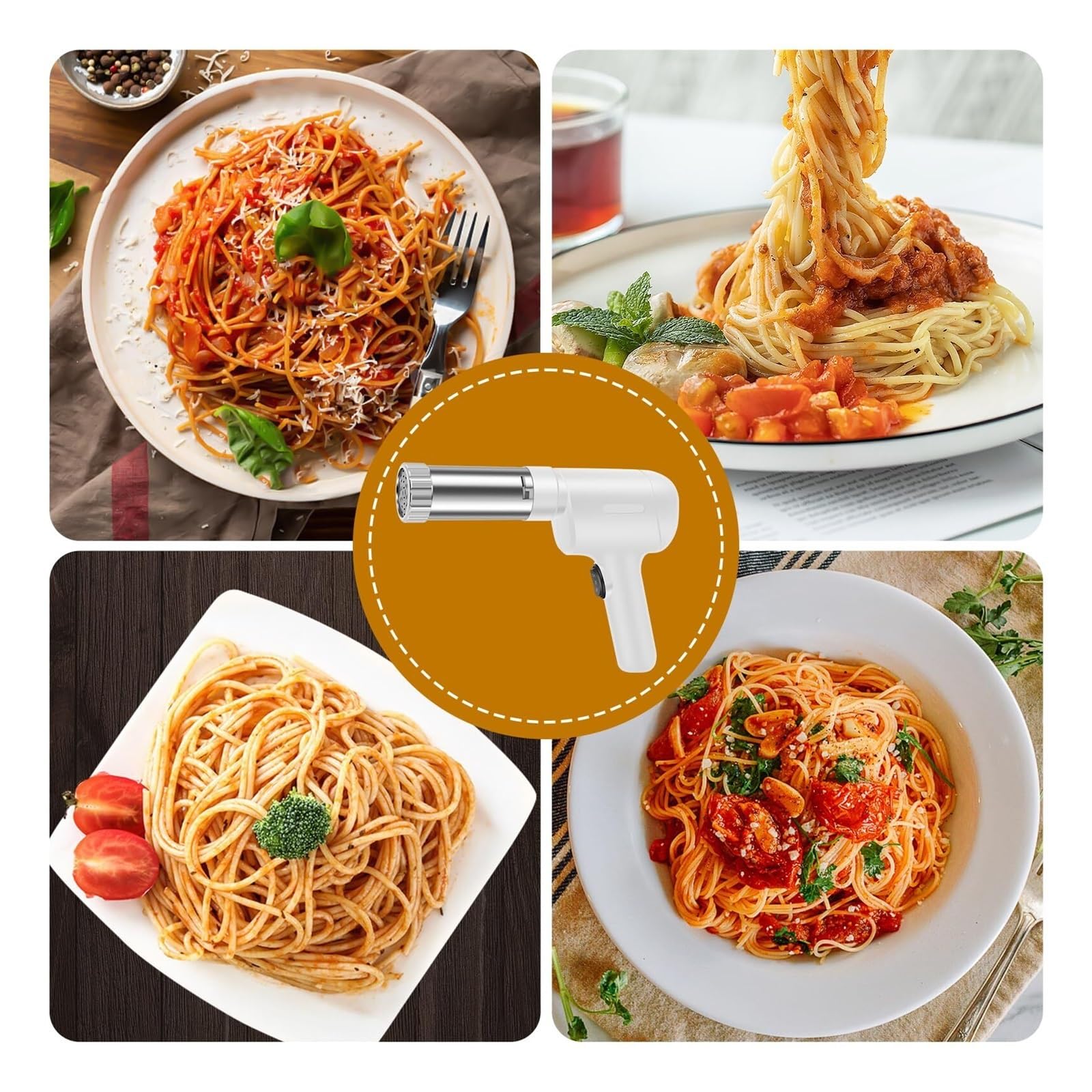 Handheld Electric Pasta Maker,Portable Automatic Pasta Maker, Homemade Spaghetti Maker,Automatic Noodle Press Machine, With 5 Interchangeable Noodle Making Molds