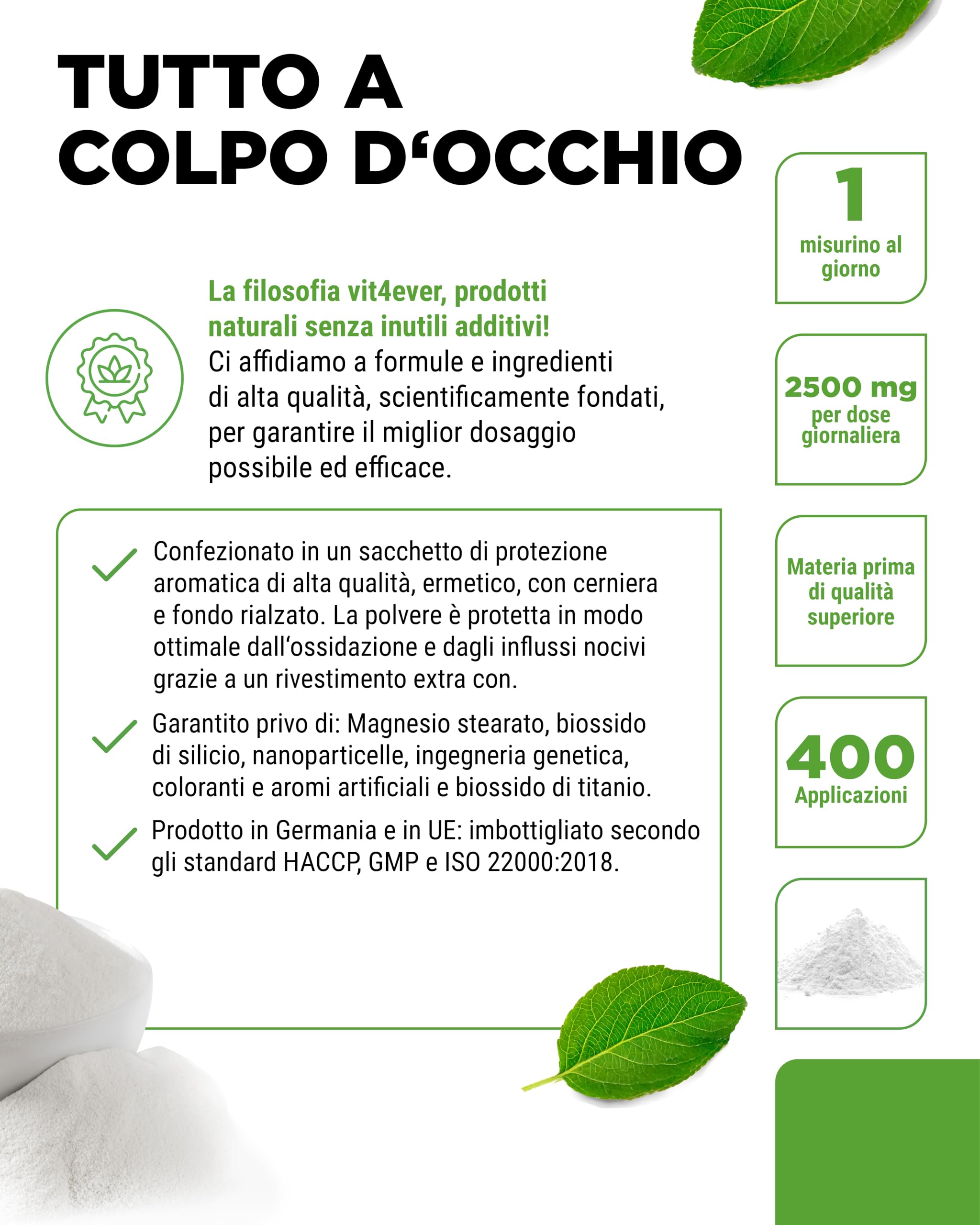 Polvere di Taurina - 1000 g (1 kg) - Solubilità ottimale - Vegano - Purezza 99% - Qualità premium - Aminoacido L-Taurina