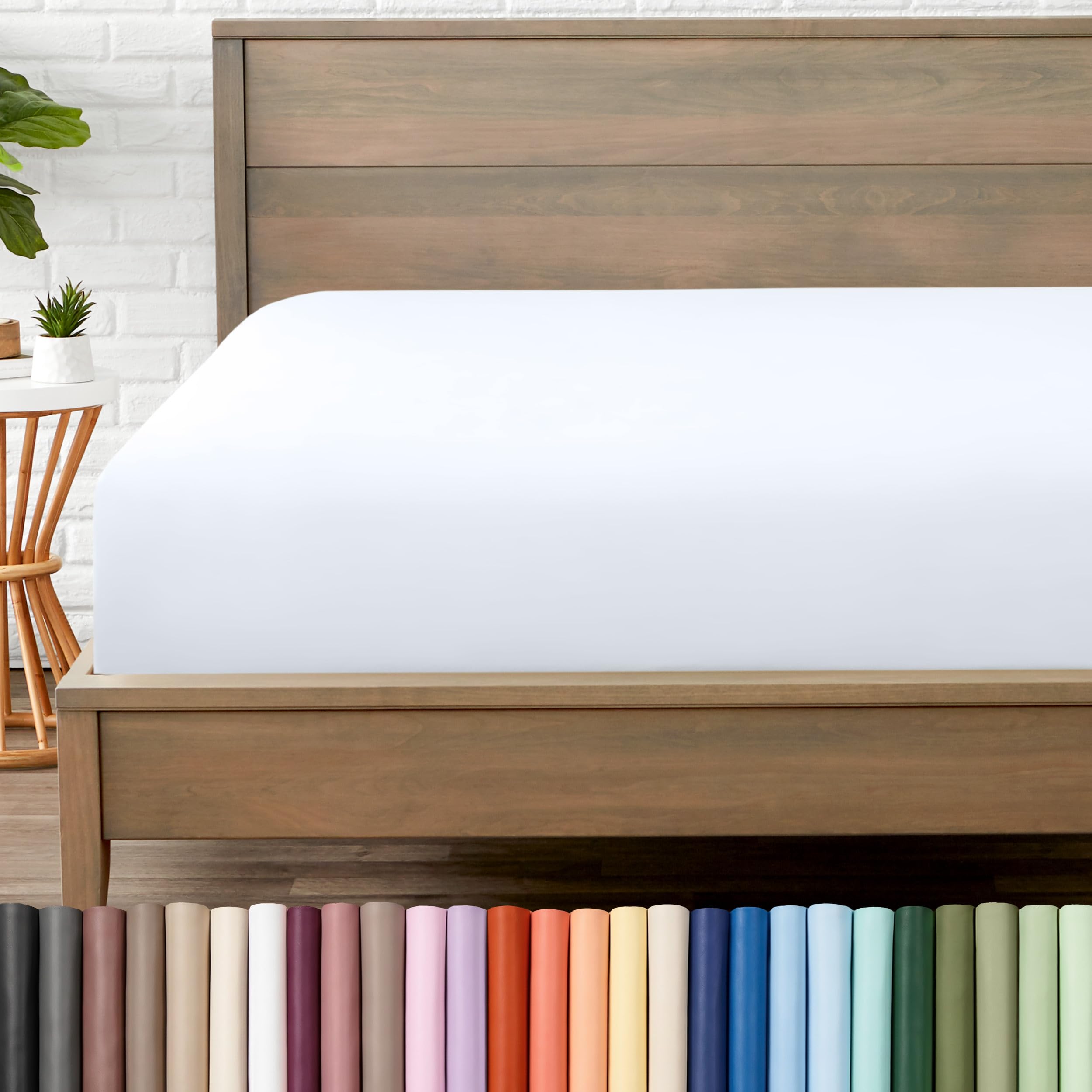 Bare Home Queen Fitted Sheet - 1800 Ultra-Soft, White