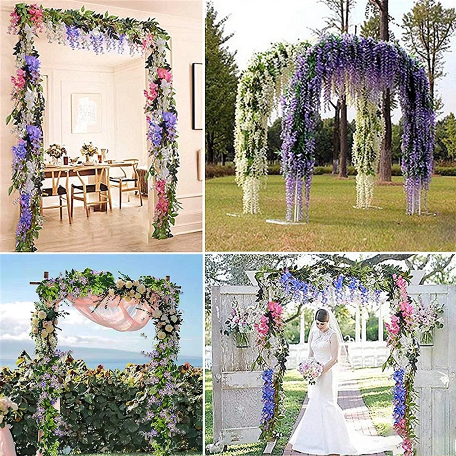Guirlande de Fleurs suspendues en Soie de 2 m for décoration Florale de Jardin, de cérémonie, d'arche de Mariage(White)