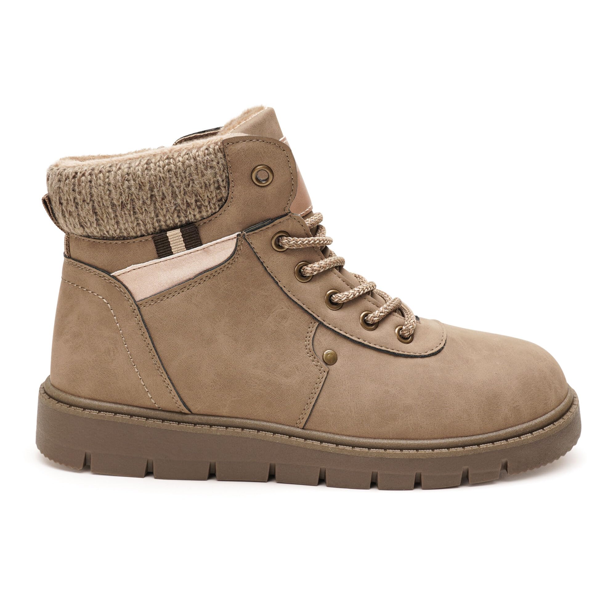GLAMORA Botines de Invierno para Mujer, Botas de Nieve con Pelo, Cómodas y Antideslizantes, Cremallera Lateral y Cordones
