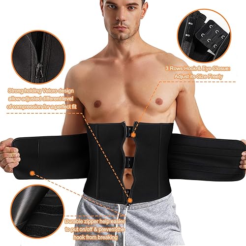 Miniatura 3 de Faja reductora de cintura para hombre para pérdida de peso, control de abdomen, faja de compresión, faja de sudor, moldeador de cuerpo