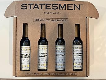 Statesmen 30 Minute Marinade Sampler 4 Pack/Gift Set, Gluten-free, Vegan, Lactose-free, Cholesterole free, Fat free, for Chicken, Steak, Shrimp, Fish, Vegetables, Pork