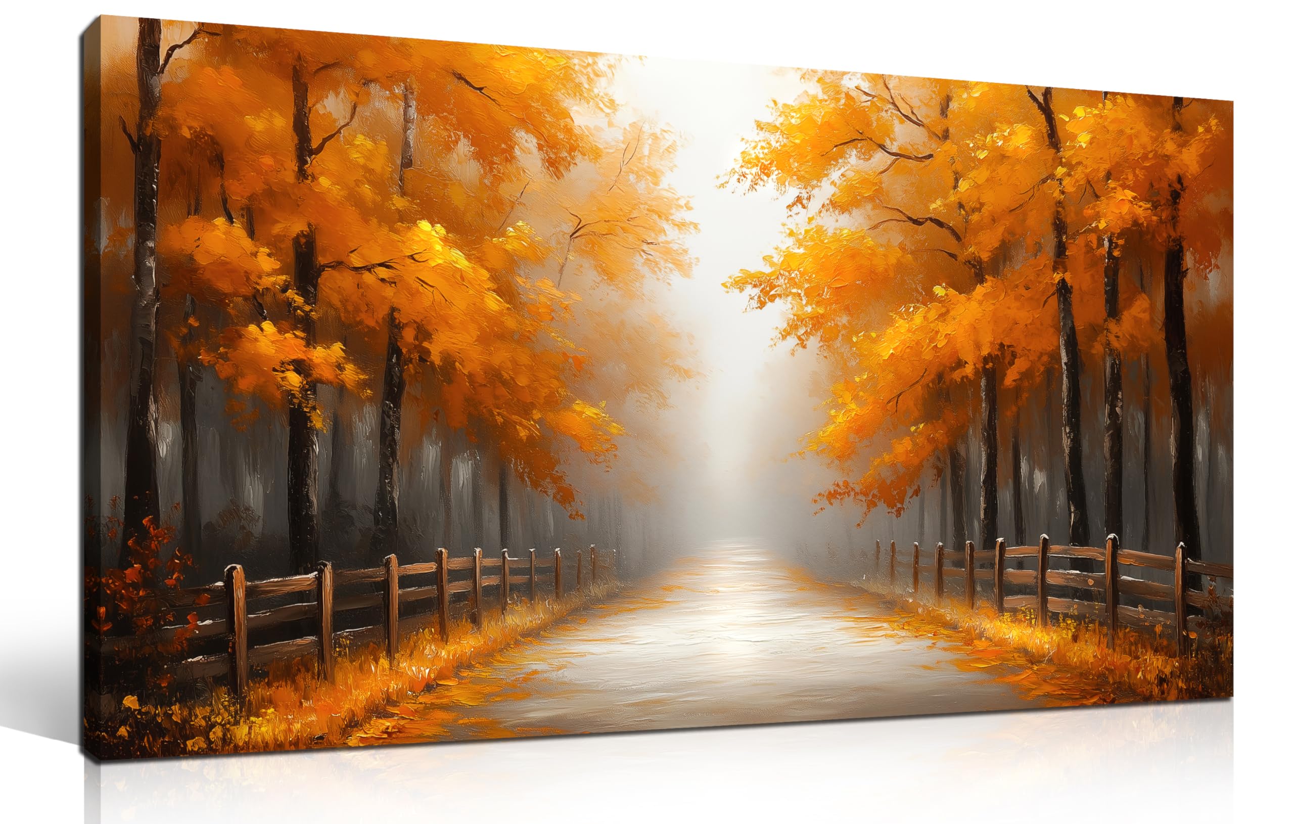 AUUZAIUA Forest Wall Art for Living Room Gold Misty Trees Landscape Large Artwork for Bedroom Office Modern Canvas