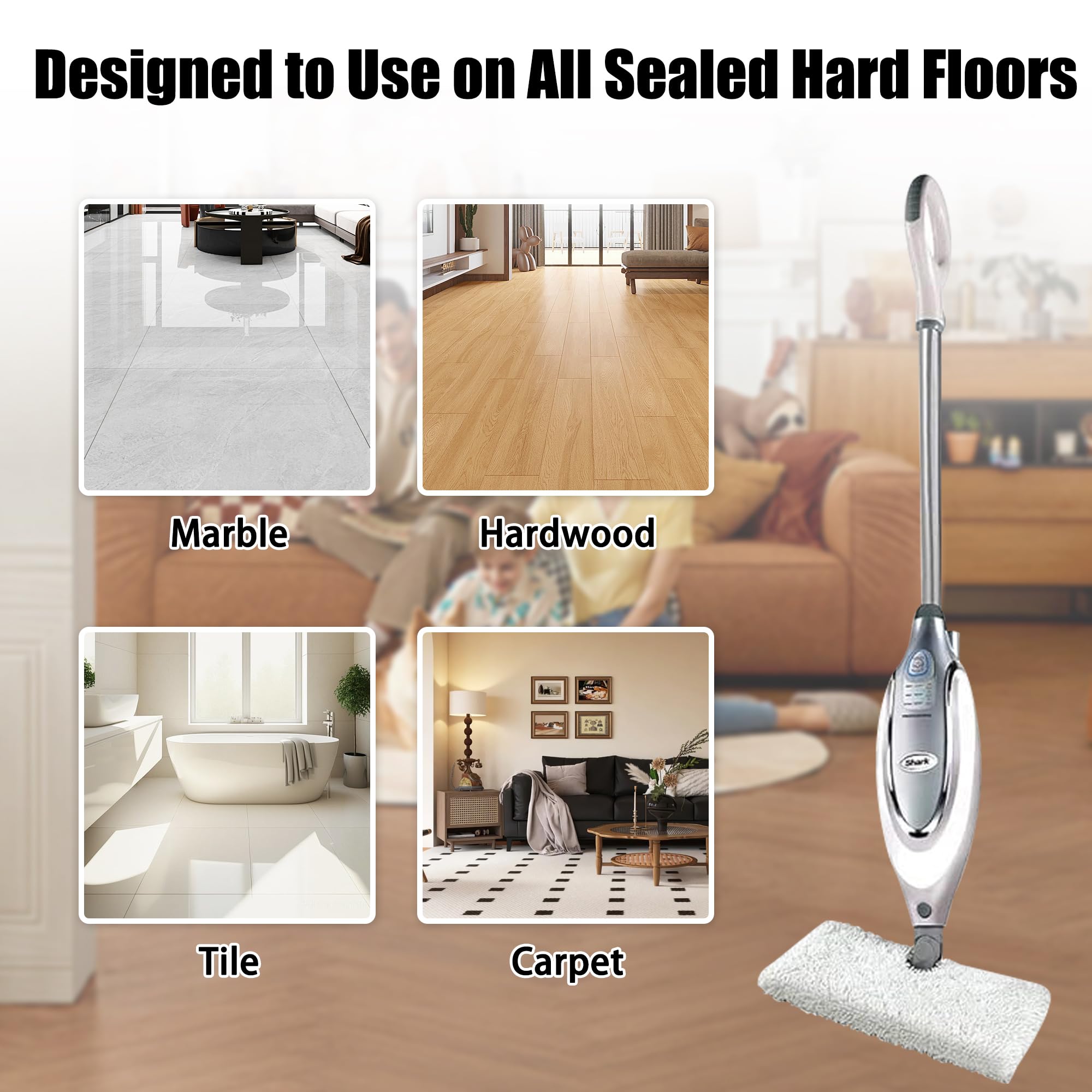 4 paquetes de almohadillas de repuesto para fregona de vapor con tiras de fregona Shark Steam Pocket Mop S3500 S3501 S3601 S3550 S3901 S3801 Almohadillas de vapor de microfibra lavables