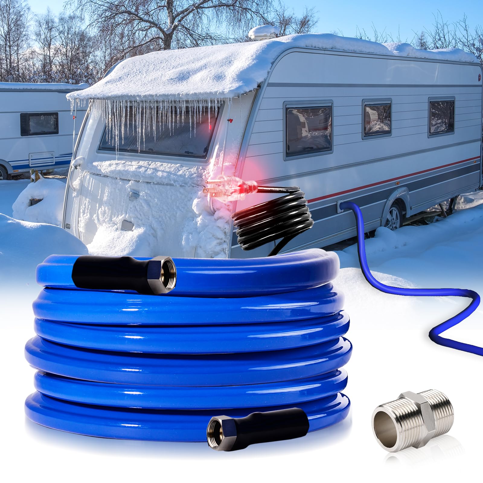 30FT Heated Water Hose for RV,Rv Water Hose,-45 ℉ Antifreeze Heated Drinking Garden Water Hose,Rv Accessories