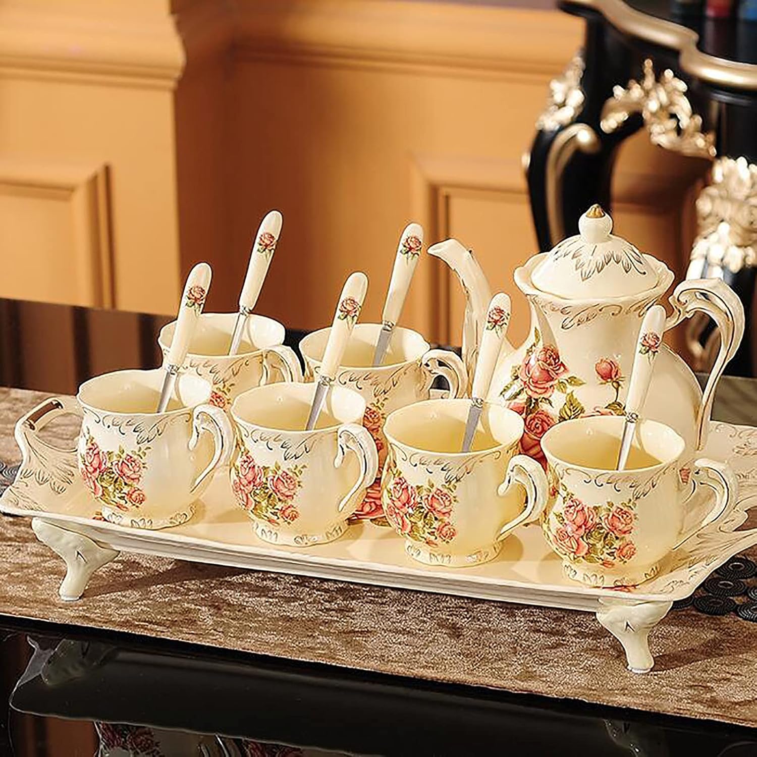 ピース磁器ティーセット 大人用 ホワイト 英国製 セラミックティー