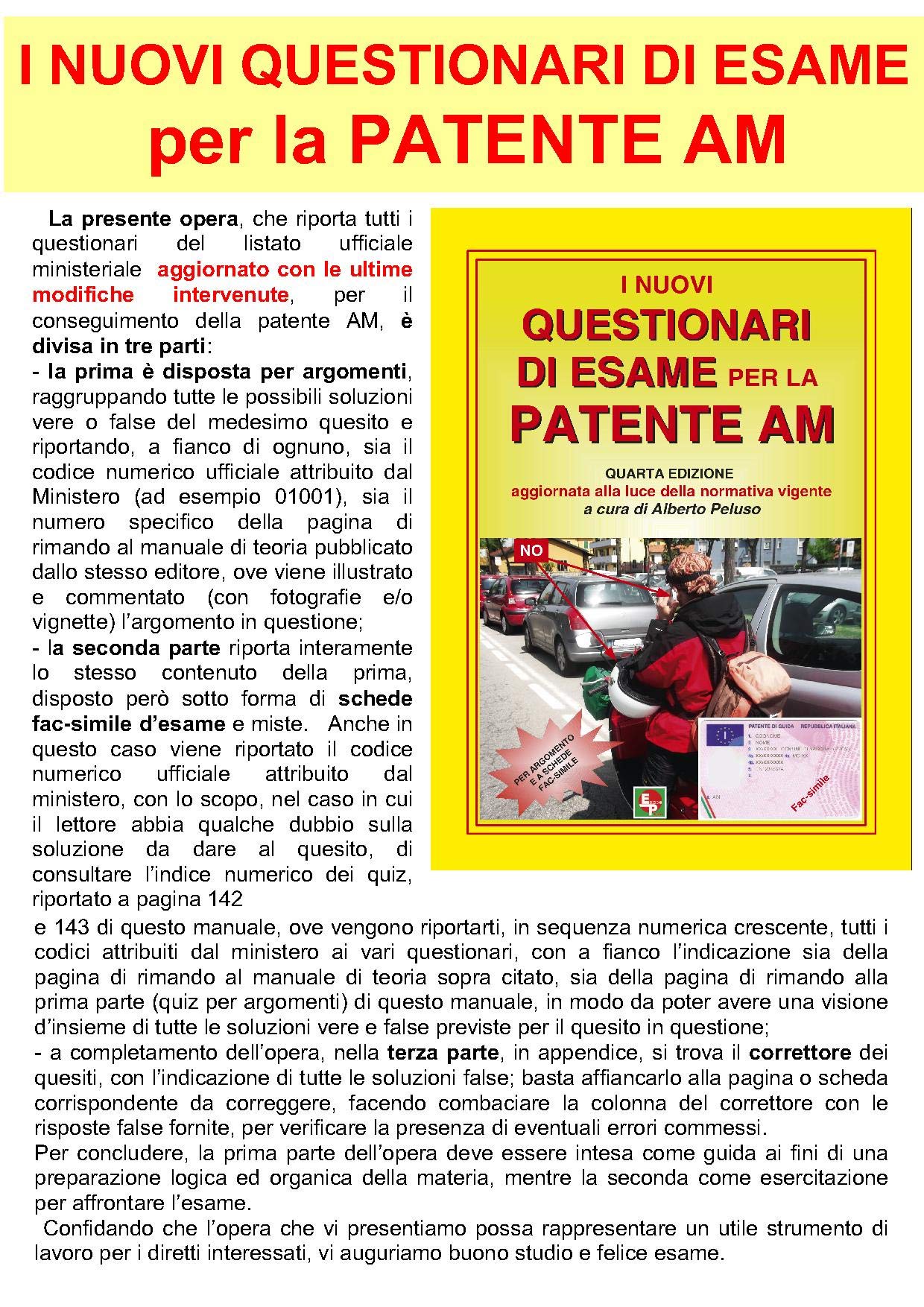 PATENTE AM - TEORIA con prova pratica più tutti i QUIZ MINISTERIALI 2026