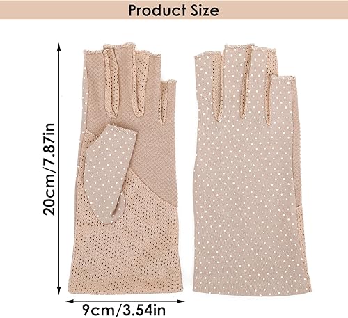 Miniatura 2 de Yolev 2 pares de guantes de protección solar para mujer, guantes sin dedos para verano, protección UV, guantes de medio dedo, guantes al aire libre