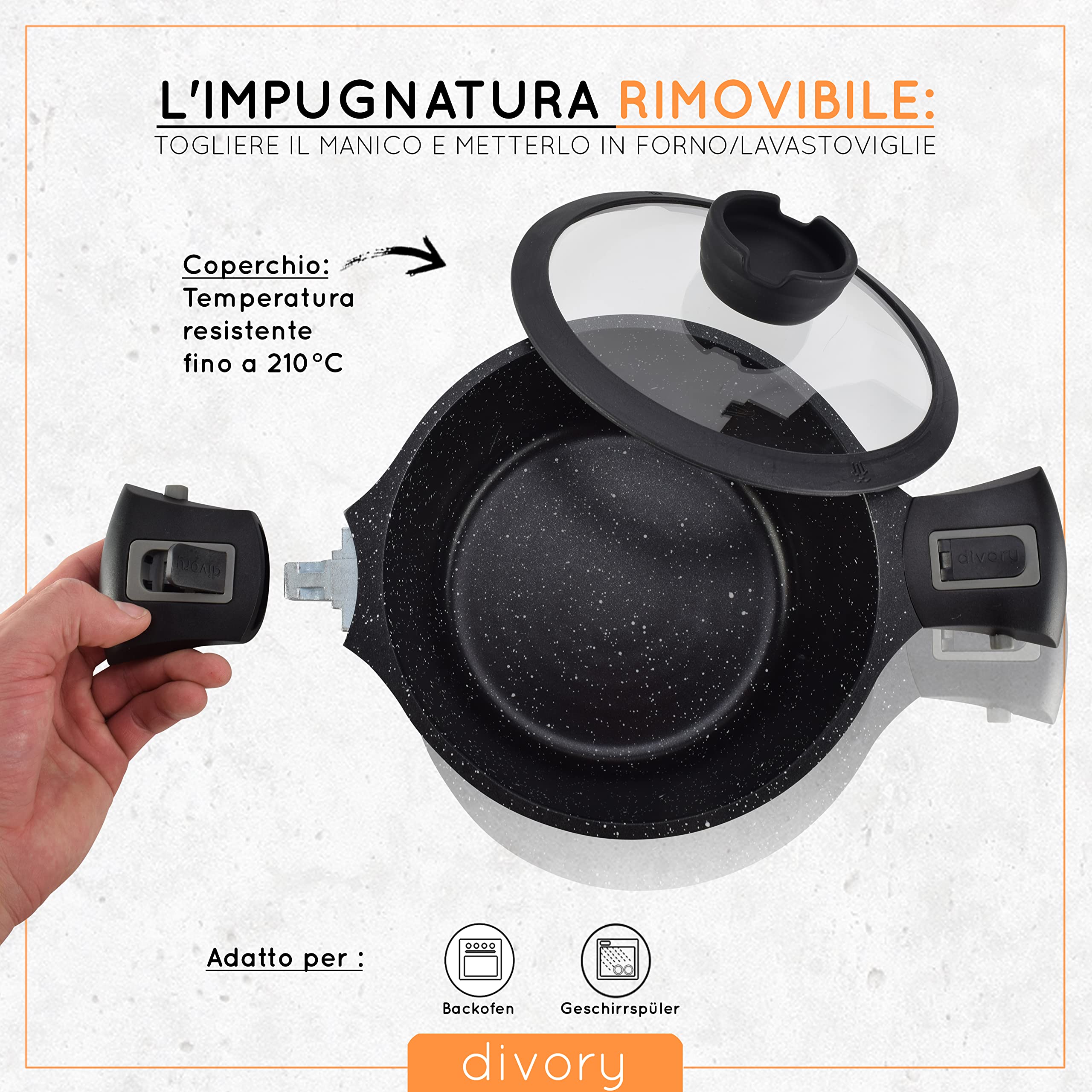 Irishom Set Pentole 13 Pezzi Antiaderente - Pentolame Cucina Completo Nero