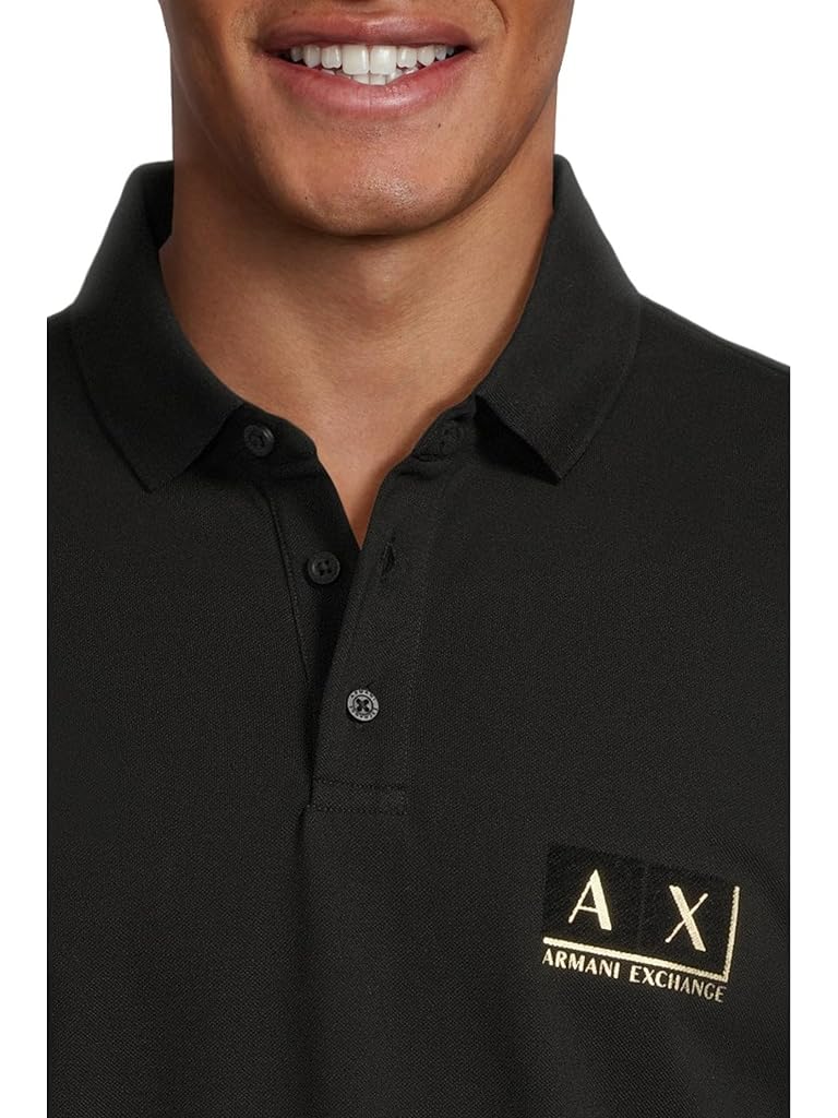 Black Armani Exchange Gold Detail Cotton Polo