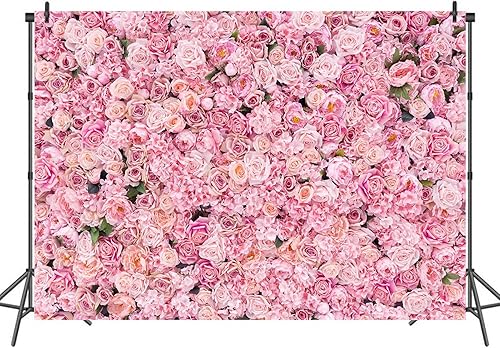 Miniatura 2 de Fondo de pared rosa de 72 x 60 pulgadas para fiesta de máscaras, flores, fondo de fotografía, fiesta de cumpleaños para niñas, despedida de soltera,