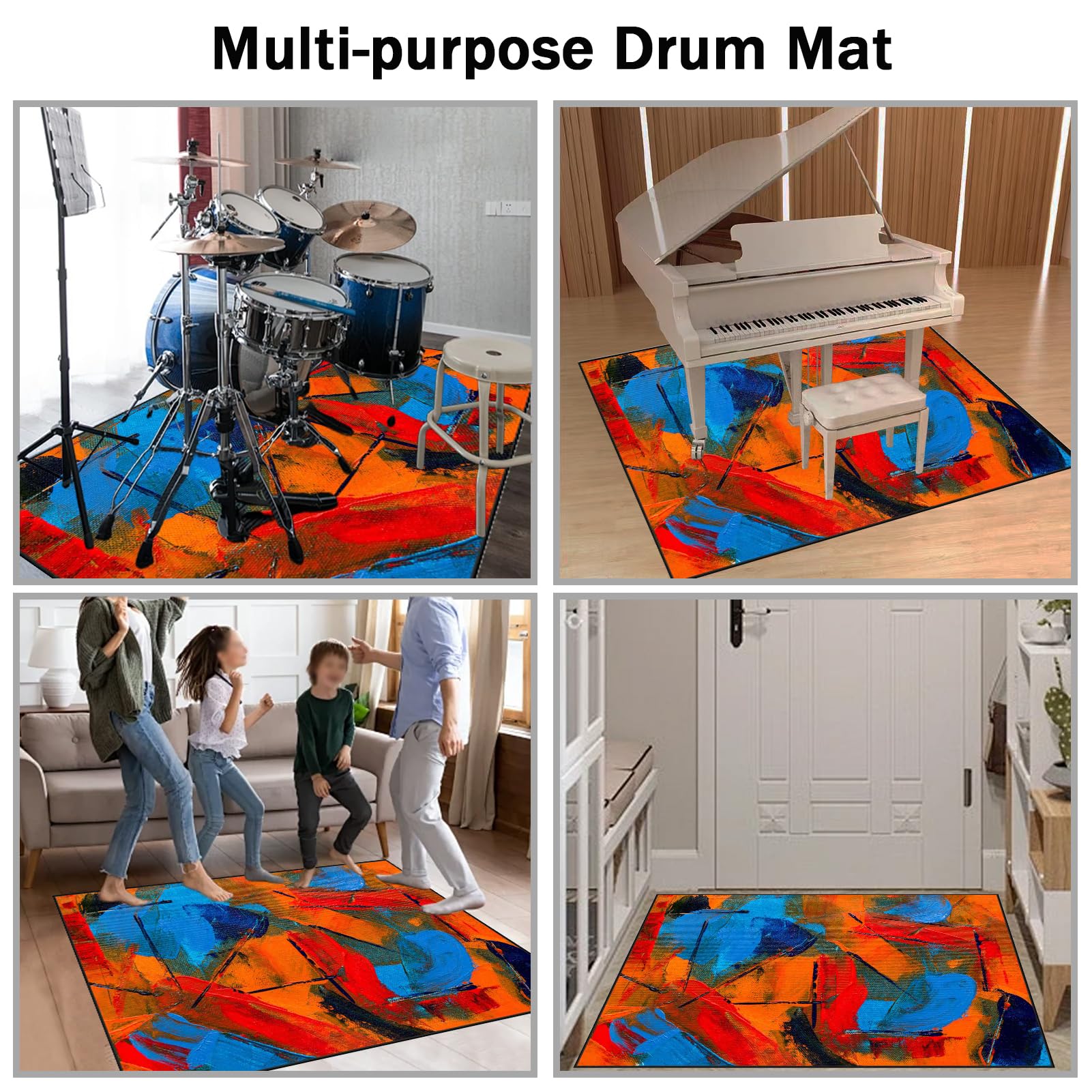 Drum Tappeto Batteria Acustica Tappeto a Tamburo Insonorizzato Tappetino per Batteria e Percussioni Tappeto Batteria in Strumenti Musicali per Batteria Elettronica Grancassa Rullante 230 x 200 cm