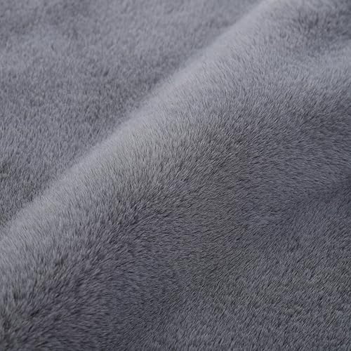 Miniatura 5 de Alfombra de piel sintética de conejo de 4 x 6 pulgadas, color gris lujoso, esponjoso, suave, para sala de estar, alfombra lavable para dormitorio