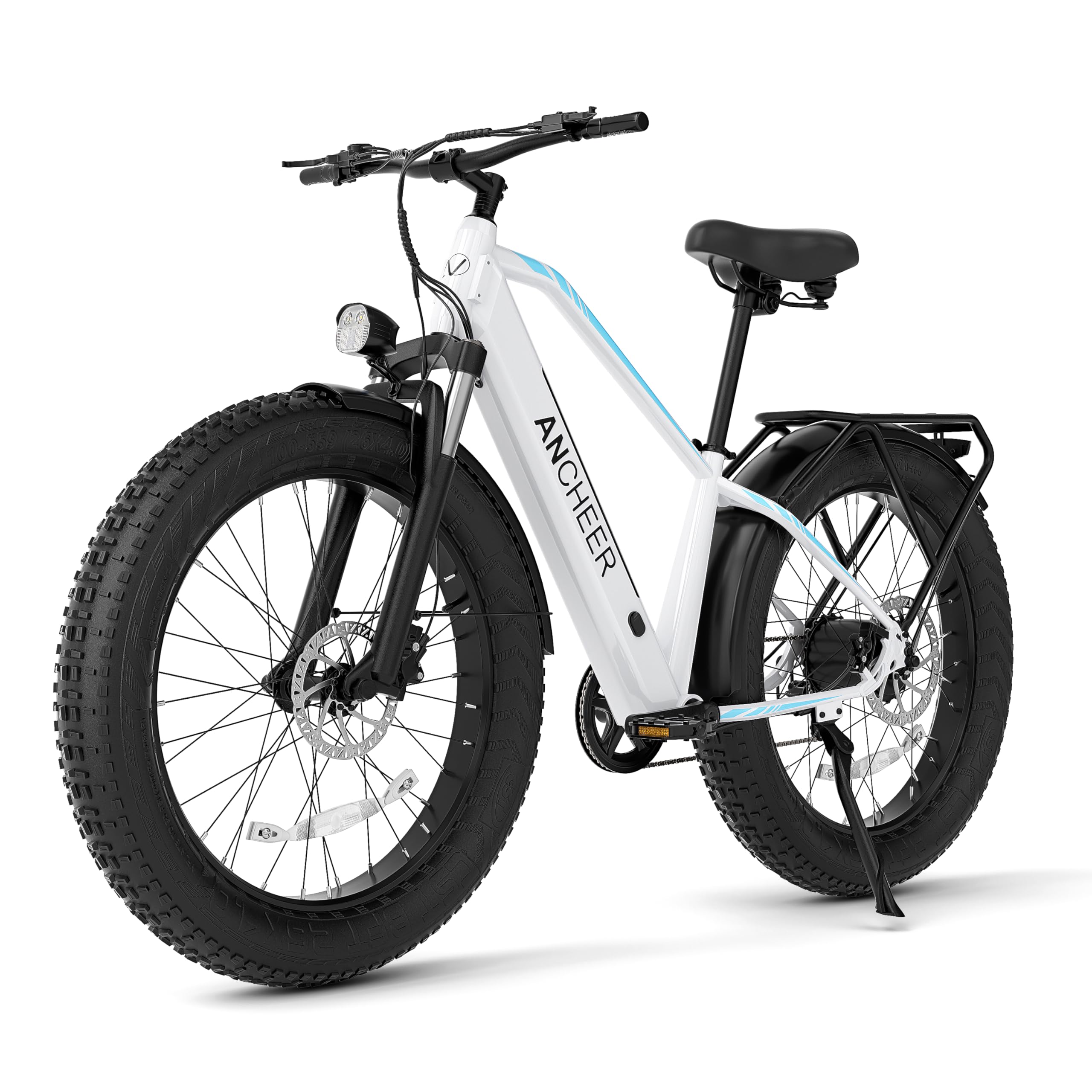 ANCHEER 26" Electric Bike for Adults, 1000W Peak Motor, 28MPH Speed, 60 Miles, 48V 15Ah Removable Battery, Fat Tire Electric Bike Off-Road EBike for Men & Women, UL2849 Compliant, 7 Speed, RoverL/H