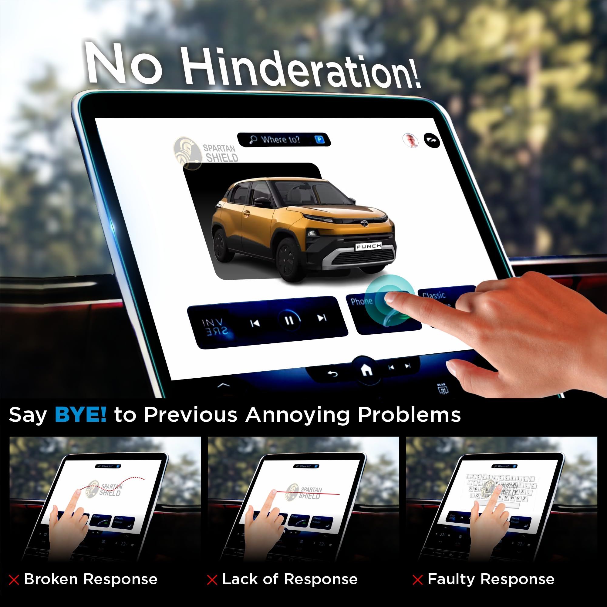 Spartan Shield SCREEN GUARD For TATA PUNCH 2026 Facelift || ACCOMPLISHED+S || 10.25-INCH [THIN BEZEL] INFOTAINMENT TOUCHSCREEN + 7 INCH INSTRUMENT CLUSTER + STEERING + AC PANEL Protector || Anti Scratch | Water Resistant | HD Clear | High Touch Sensitivity | Digital Car Music Stereo Accessories [Not Tempered Glass] — Amazon image 4