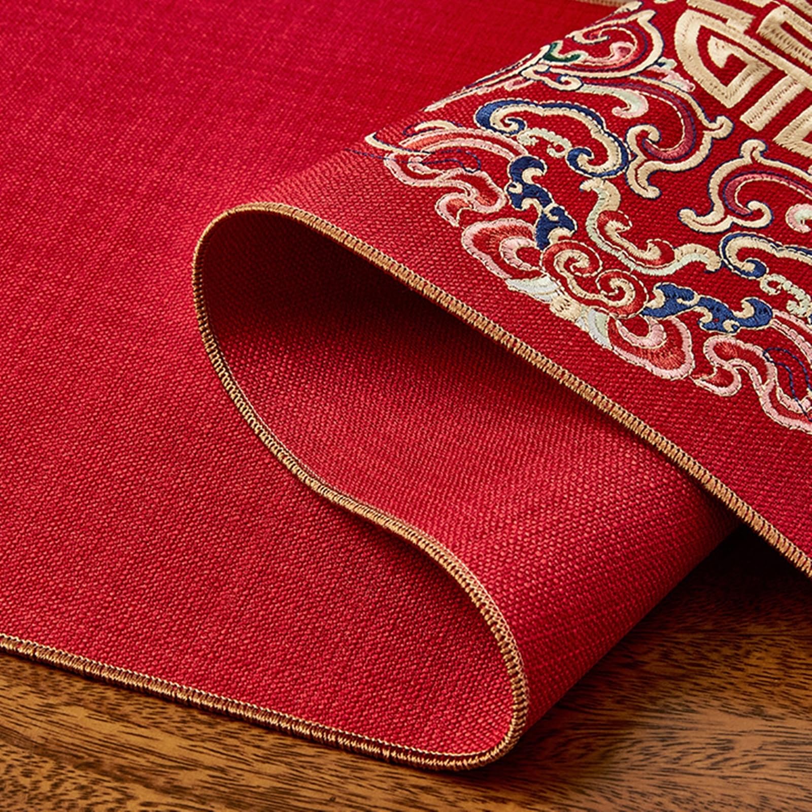 Tischläufer Hochzeit Polyester, Tischläufer Modern 33x210 cm, Leinenoptik mit Stickerei Orientalisch