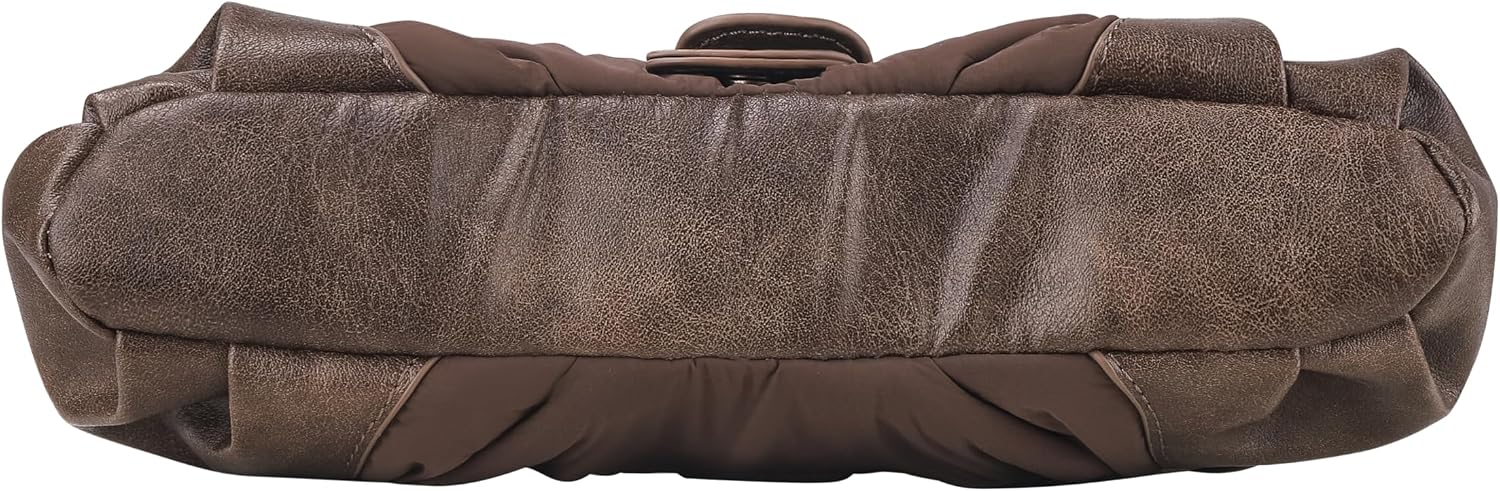 Y2K Retro Vintage Grunge Small Hobo PU Leather and Nylon Punk Trendy Purse Shoulder Bag and Handbags for Women,Dark Brown