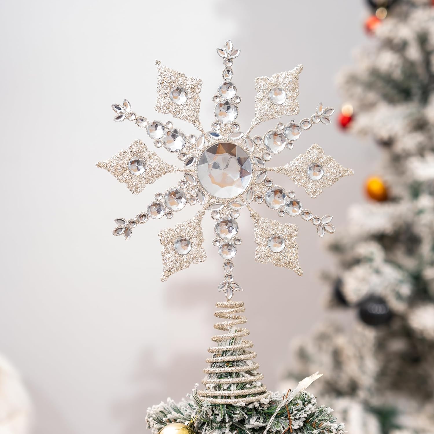 Snowflake Treetop for Christmas Tree Topper Decoration,Holiday Winter Xmas Home Decorations