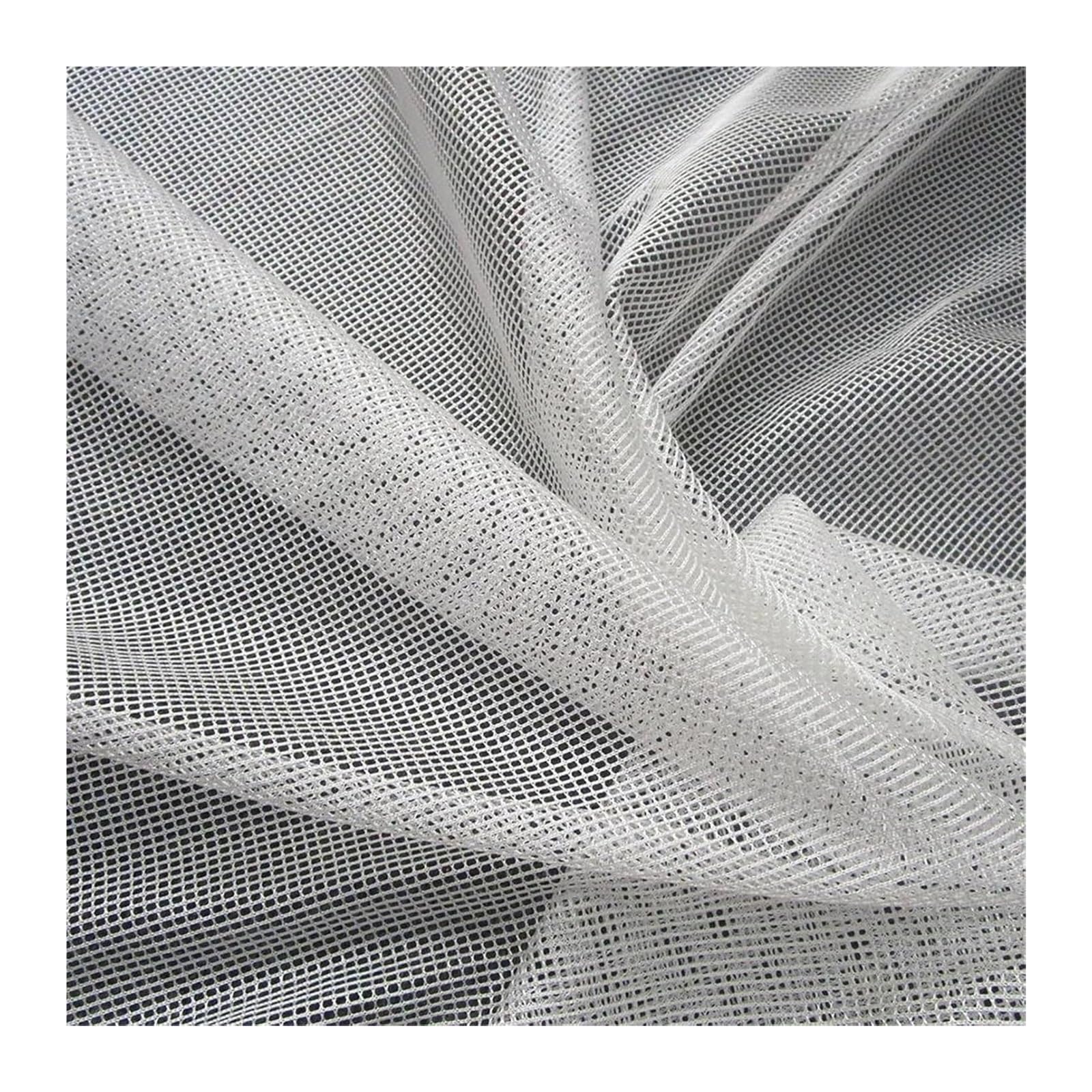 Tejido de malla para costura, Blanco negro hecho punto de la tela malla del poliéster 90x150 cm for Dration casera ropa deporte(White,Many yards not cut)