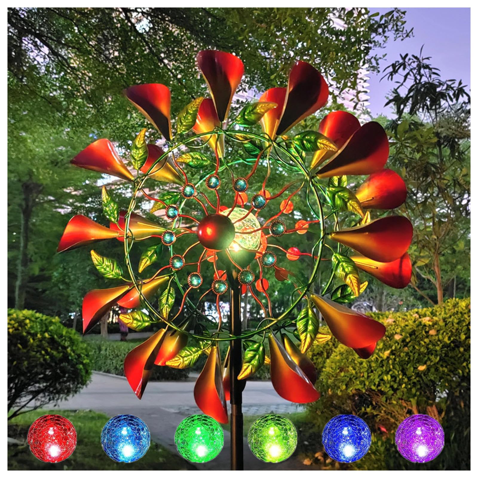 83 Pollici Girelle Da Giardino Whirligig Sculture Di Vento Sfera Di Vetro Ad Energia Solare Con Cinetica Filatori Del Cantiere Eolico