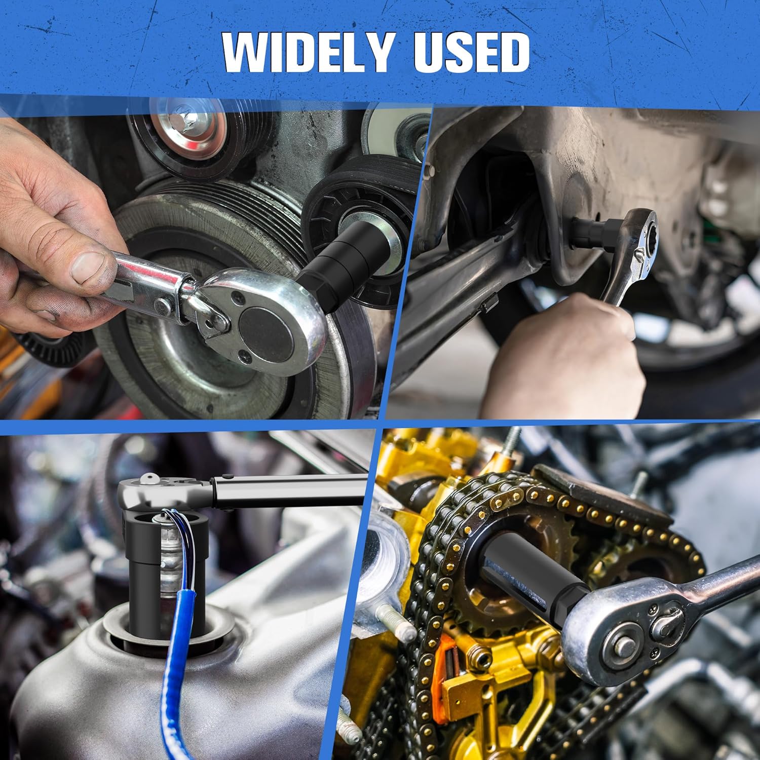 12-Piece Oxygen Sensor Socket Set & Thread Chaser Set, with 22mm 27mm 29mm 7/8" 1-1/16" Sockets 1/2" 3/8" Drive, for Oil Pressure, Vacuum, Thermal Sensors