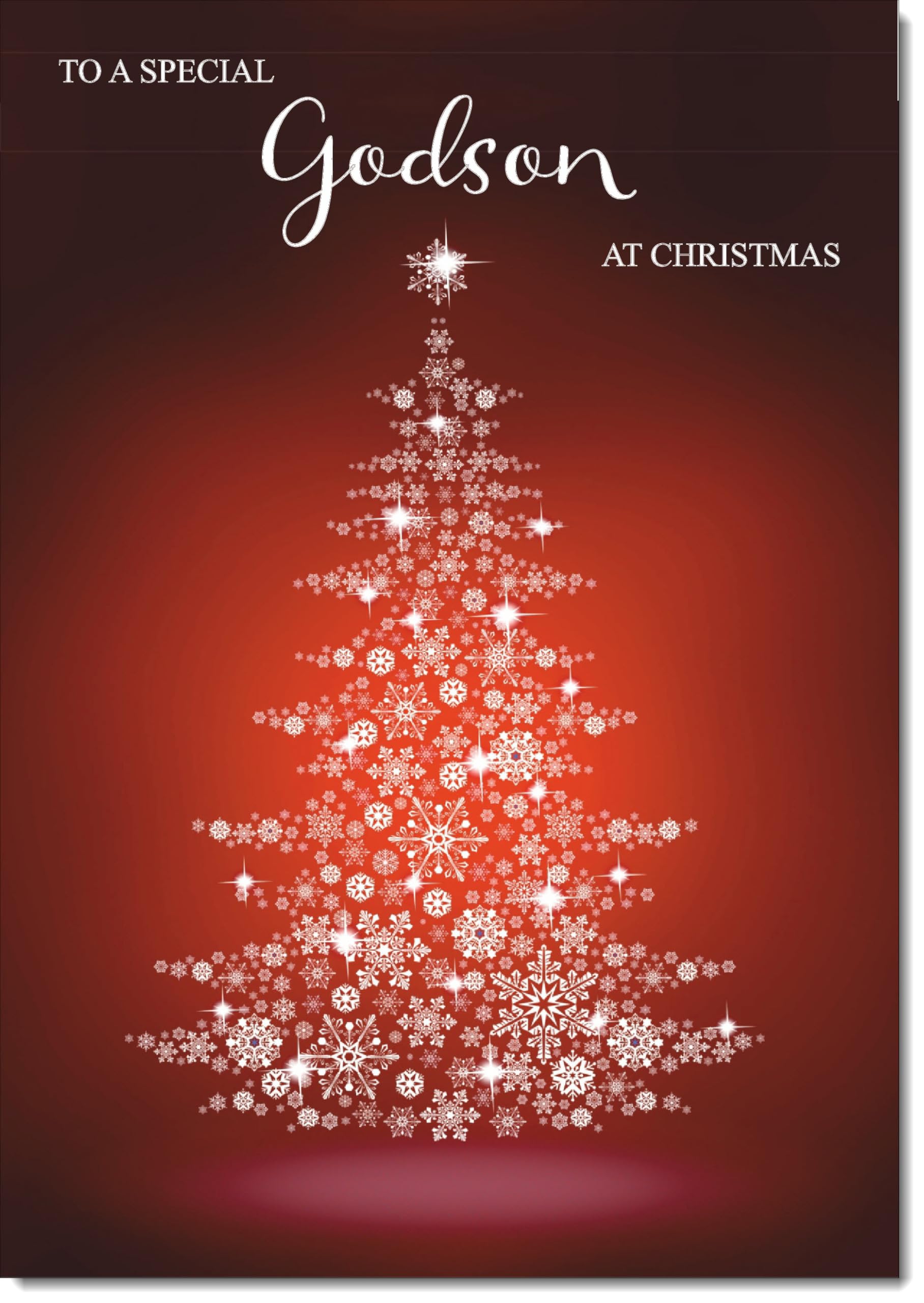 doodlecards Godson Christmas Card Snowflake Christmas Tree Large A4 Size Christmas Card for Godson with Plain Envelope — image 1