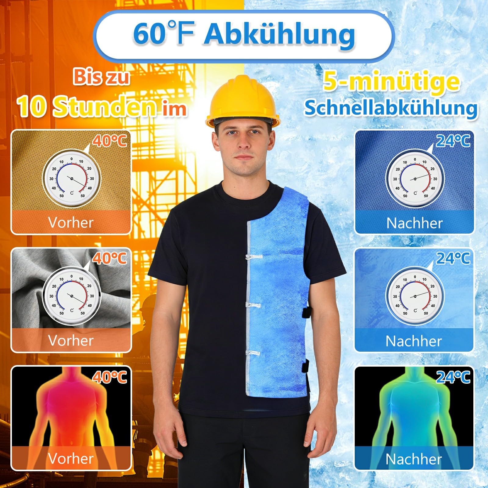 Verdunstungskühlweste für Männer & Frauen, wasseraktivierte Kühlweste für heißes Wetter