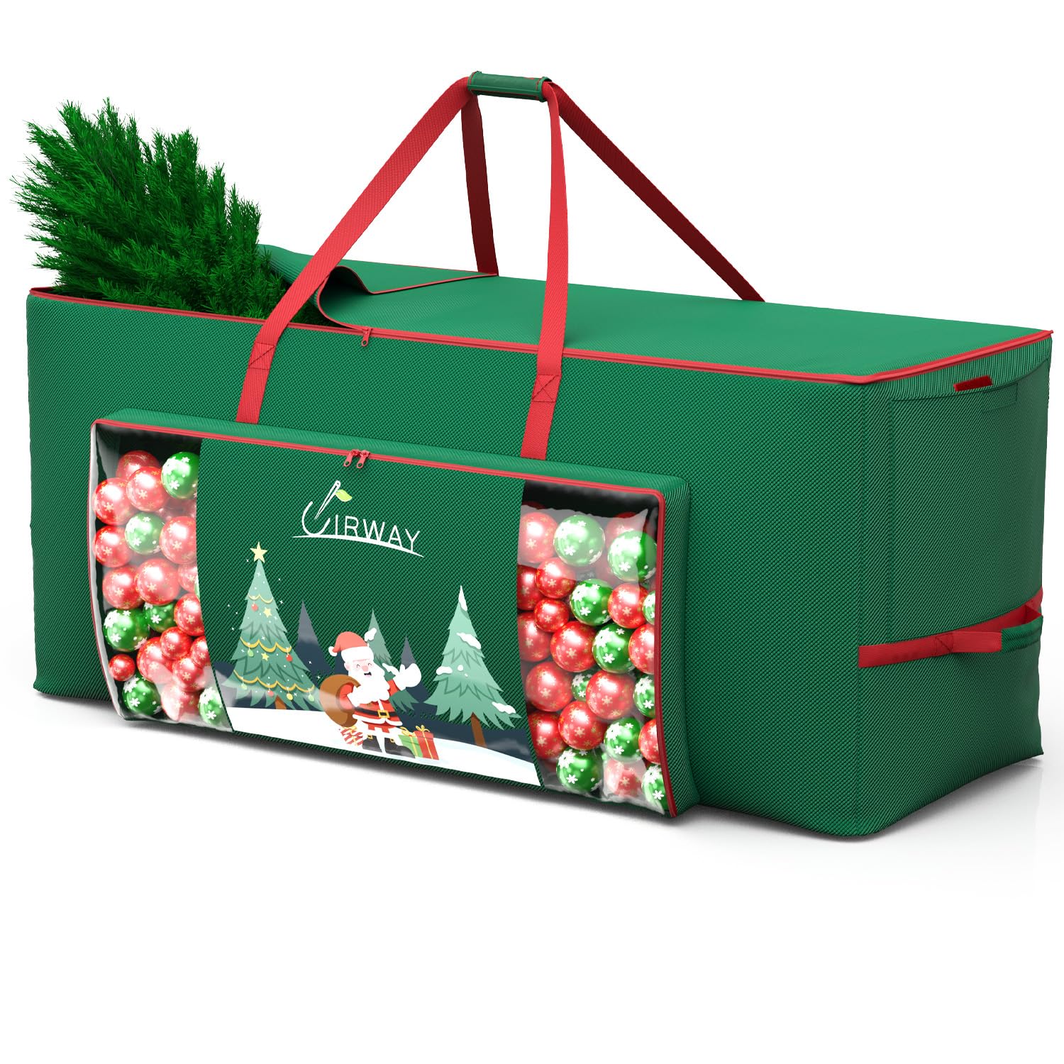 UIRWAY Weihnachtsbaum Aufbewahrung für 230cm Weihnachtsbaum, 600D Oxford Tannenbaum Tasche mit Transparente Fronttasche und Seitentasche, Stabilen Griffen und Doppeltem Reißverschluss (Grün)