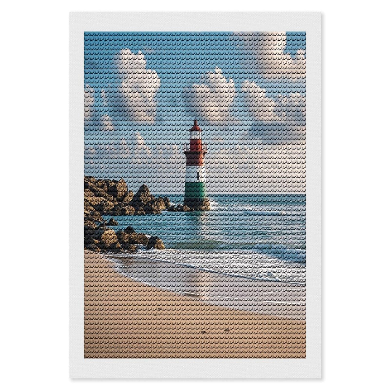 FekiLoot Sea Lighthouse Sandbeach Diamond Painting Kits for Adults Round Paint with Diamonds Pictures Gem Art Painting Kits Personalized Diamond Art Full Drill for Beginners Home Wall Decor