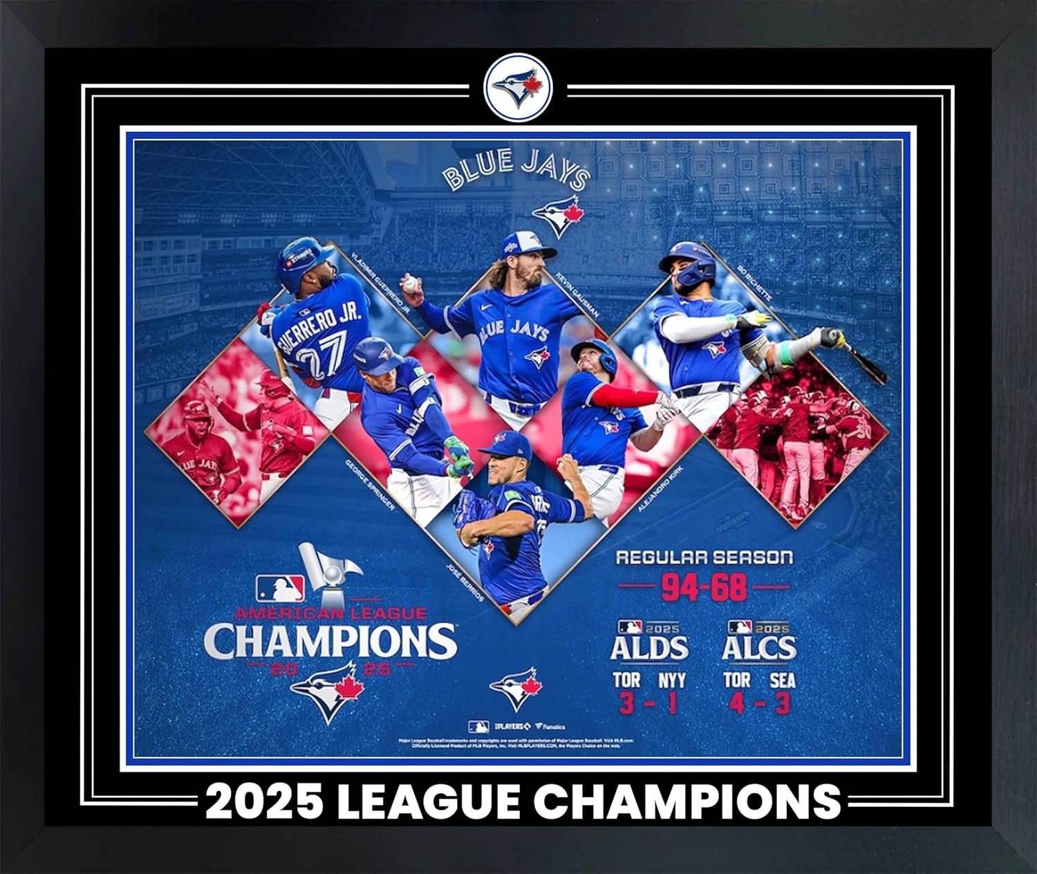 Frameworth George Springer Toronto Blue Jays Framed Photo Game 7 Home Run MLB Licensed Memorabilia Officially Licensed Fanatics Collectible Wall Art