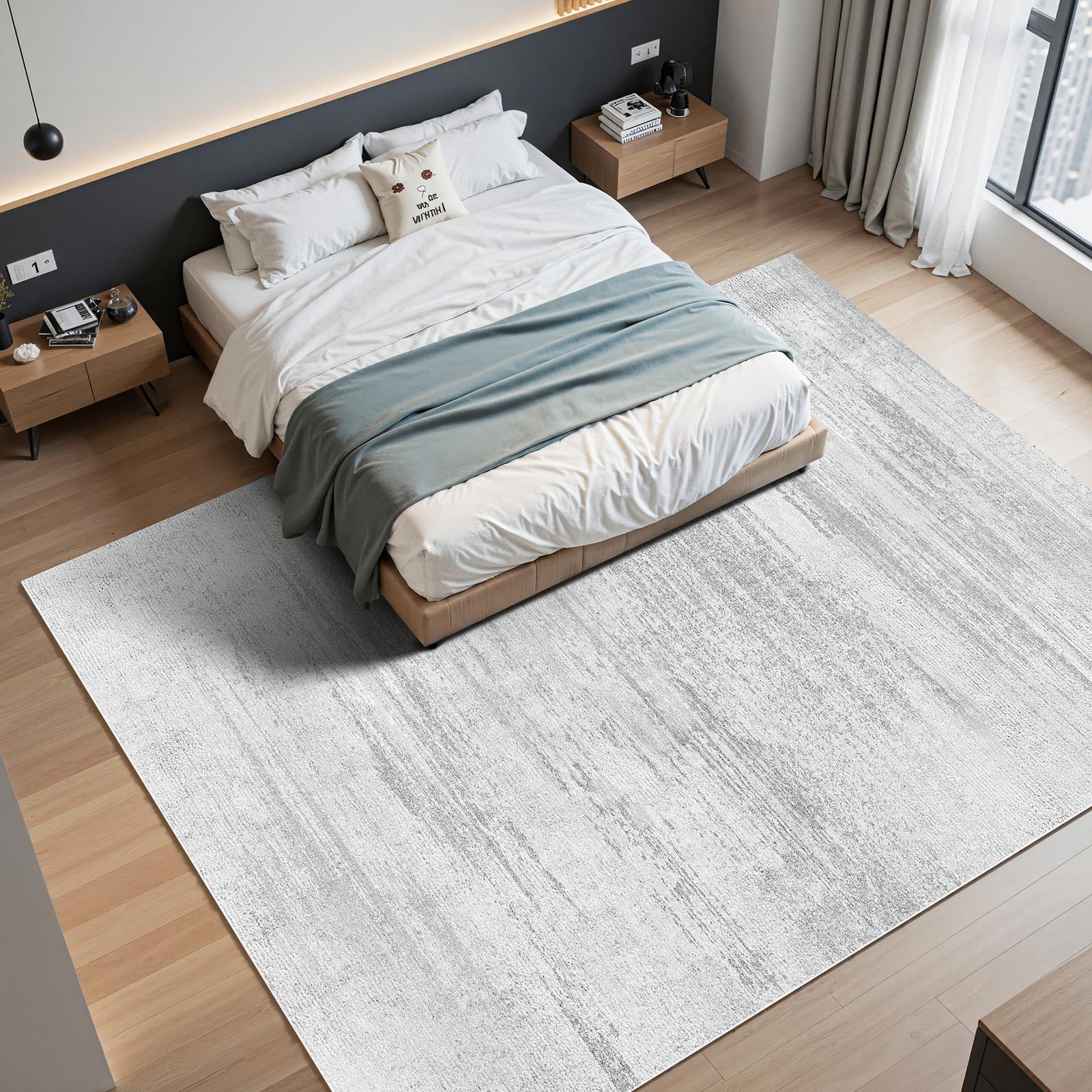 VEVOR Tappeto Grande per Salotto 3048 x 4267 mm Lavabile, Tappeto da Interno per Soggiorno, Antiscivolo e Antistrappo, per Animali Domestici e Bambini, per Camera da Letto, Cameretta, Ufficio, Grigio