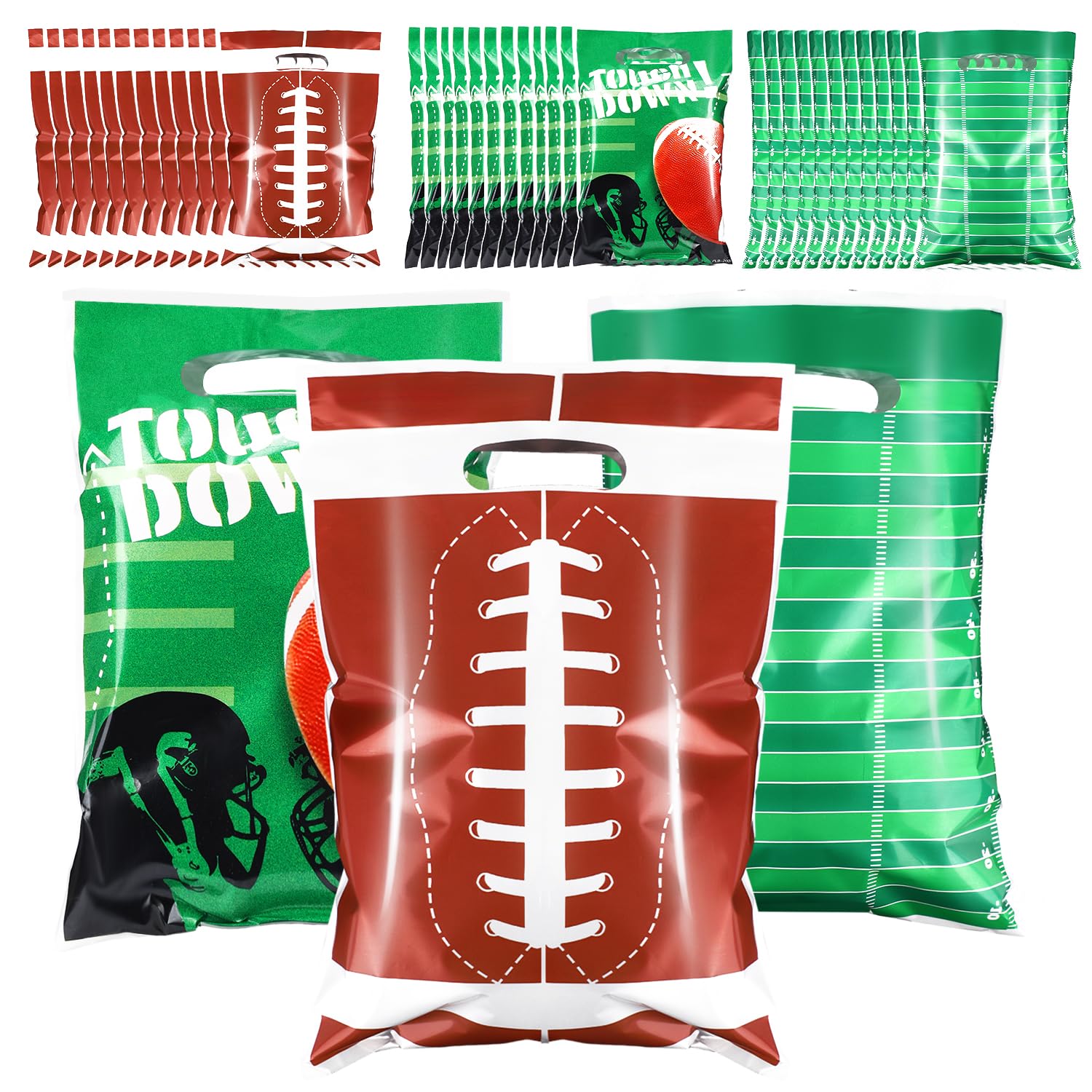 100 Pcs Football Goodie Bags - Sports Theme Party Favors 6.3x9.8 Inch