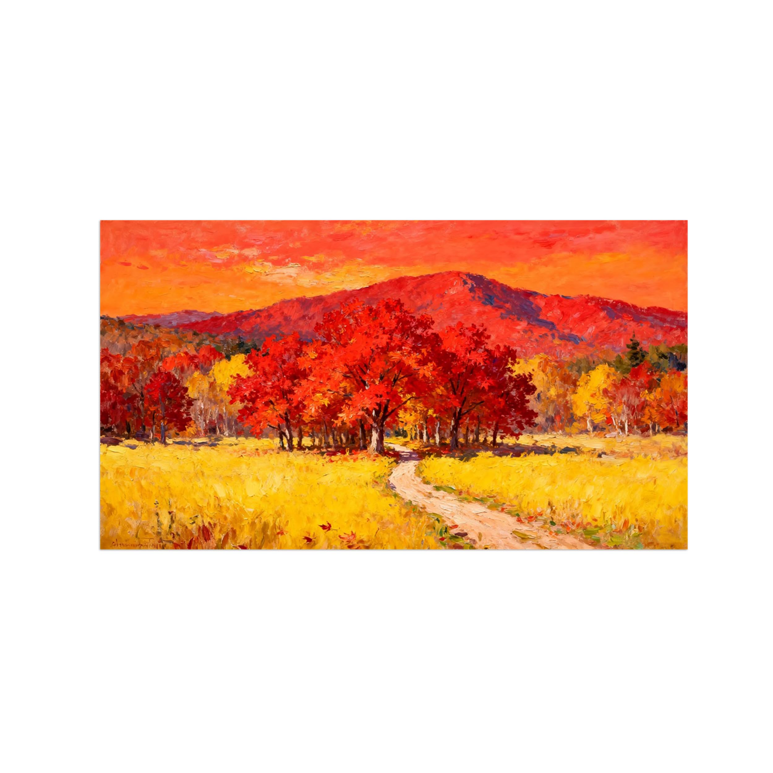 Ozpwbvy Unframed Autumn Tree Landscape Canvas Wall Art Picture 40X70cm