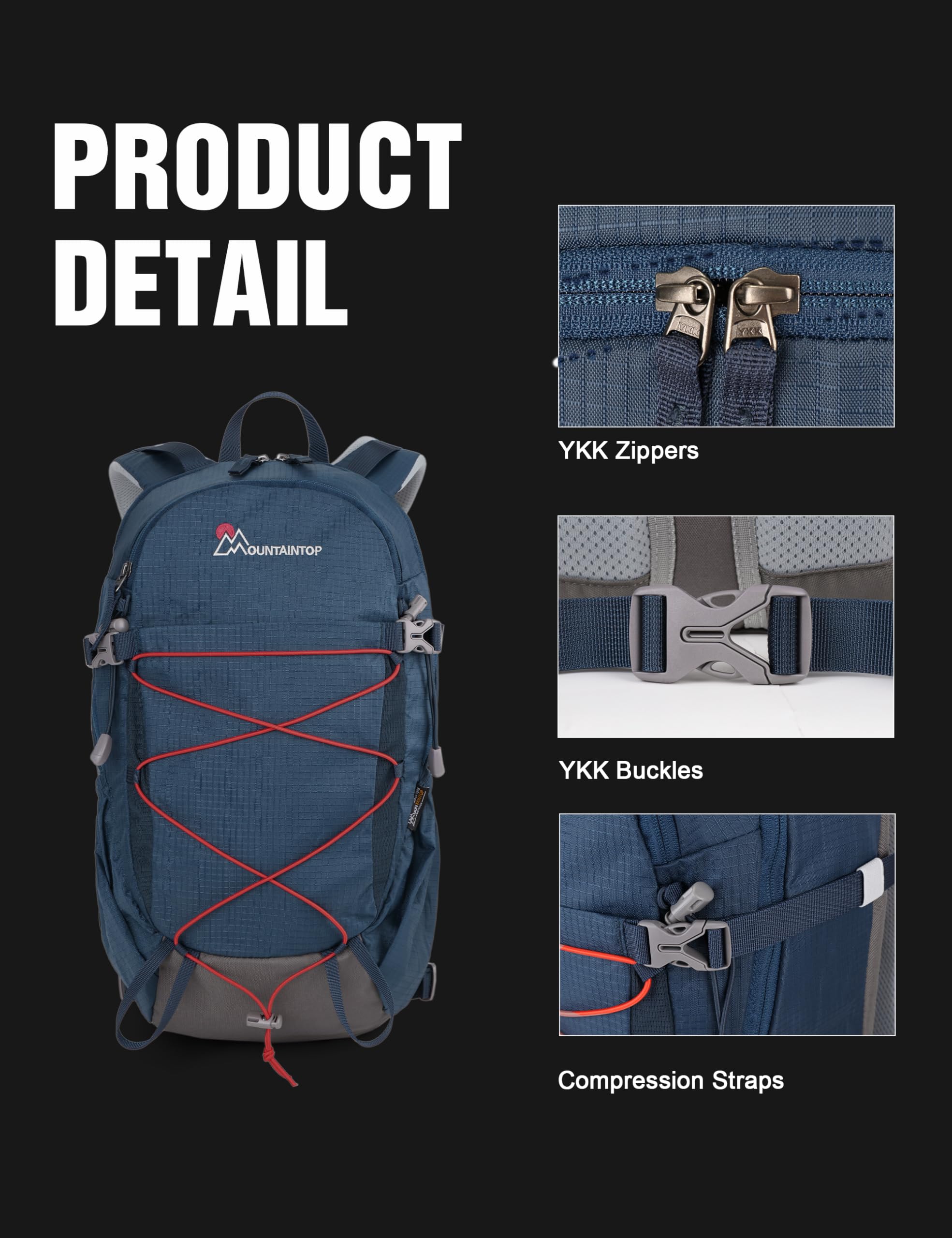 Mountaintop 18L Wanderrucksack Herren Damen Trekkingrucksack Outdoor Rucksäcke für Camping Wandern Reisen(Nebelblau)