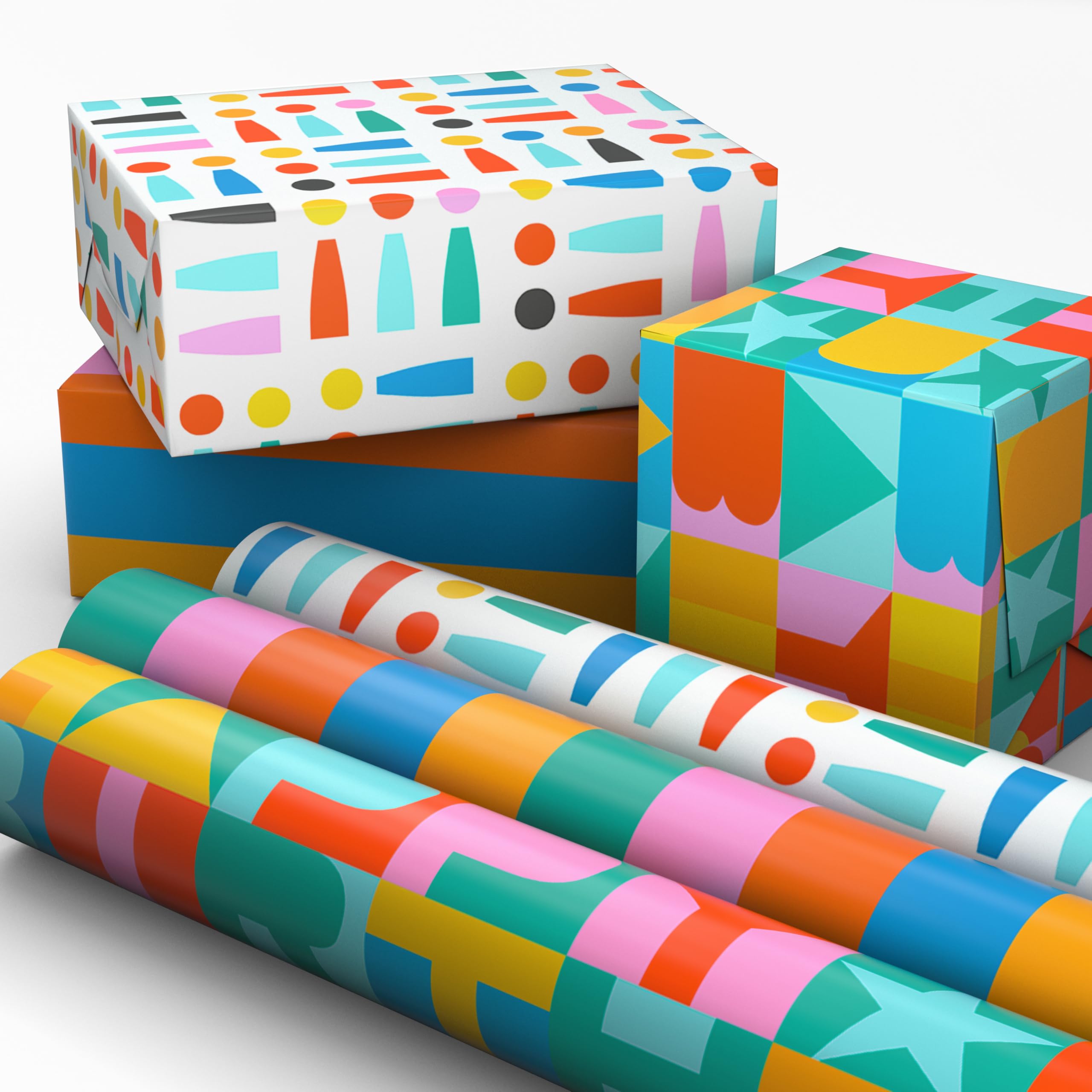 Hallmark 3 Mini Rolls of Wrapping Paper, 17.5" Wide, 45 Square Feet