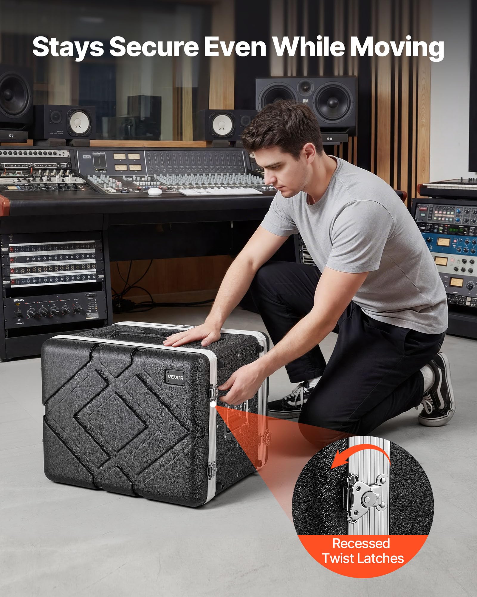 VEVOR Armadio Rack per Server 8U, Armadio Rack per Amplificatori Controller Profondità 310 mm in ABS, Chiusura a Vite Incassate Pannelli Anteriori Posteriori Rimovibili Profondità Interna 290 mm